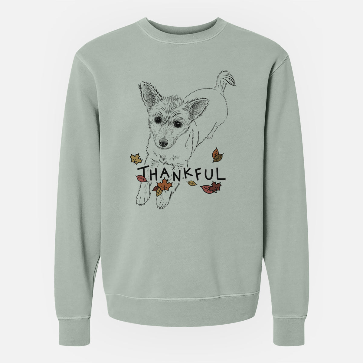 Thankful Maisie the Terrier Mix - Unisex Pigment Dyed Crew Sweatshirt