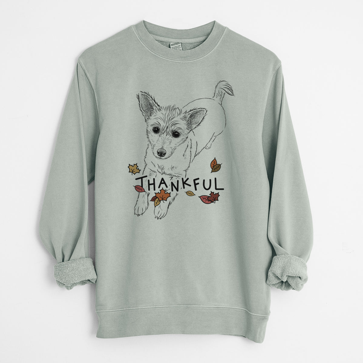 Thankful Maisie the Terrier Mix - Unisex Pigment Dyed Crew Sweatshirt
