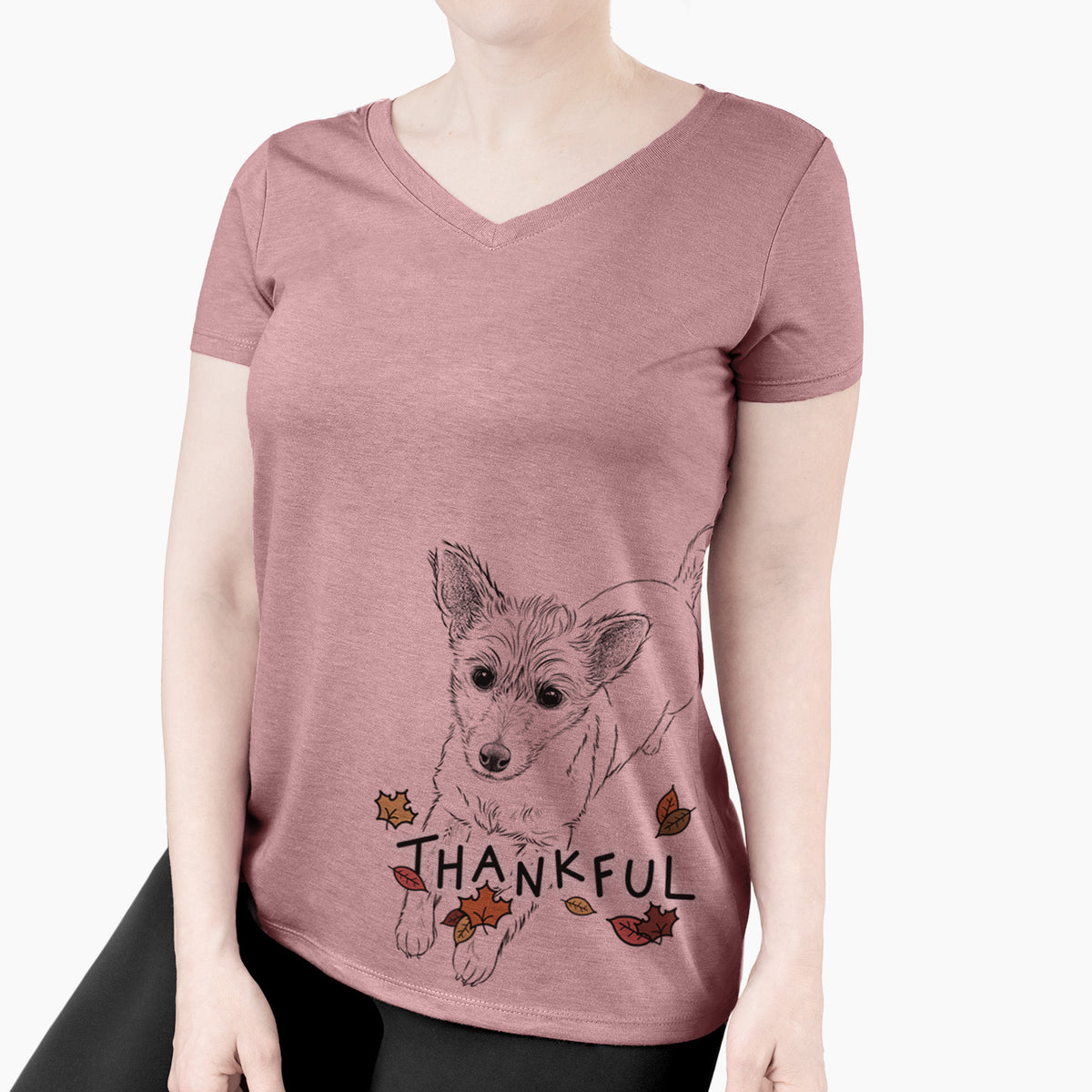 Thankful Maisie the Terrier Mix - Women's V-neck Shirt