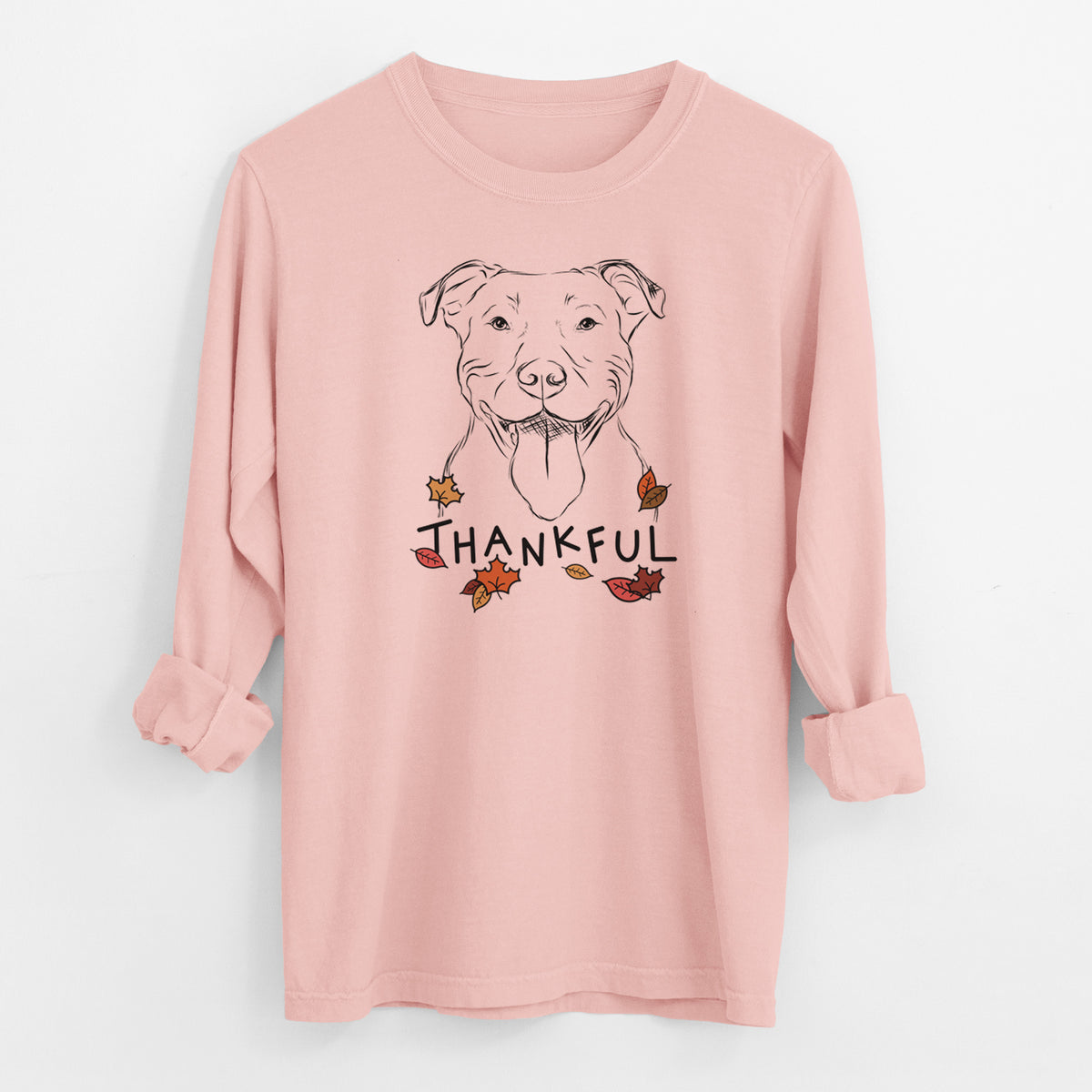 Thankful Major the Pitbull - Men's Heavyweight 100% Cotton Long Sleeve