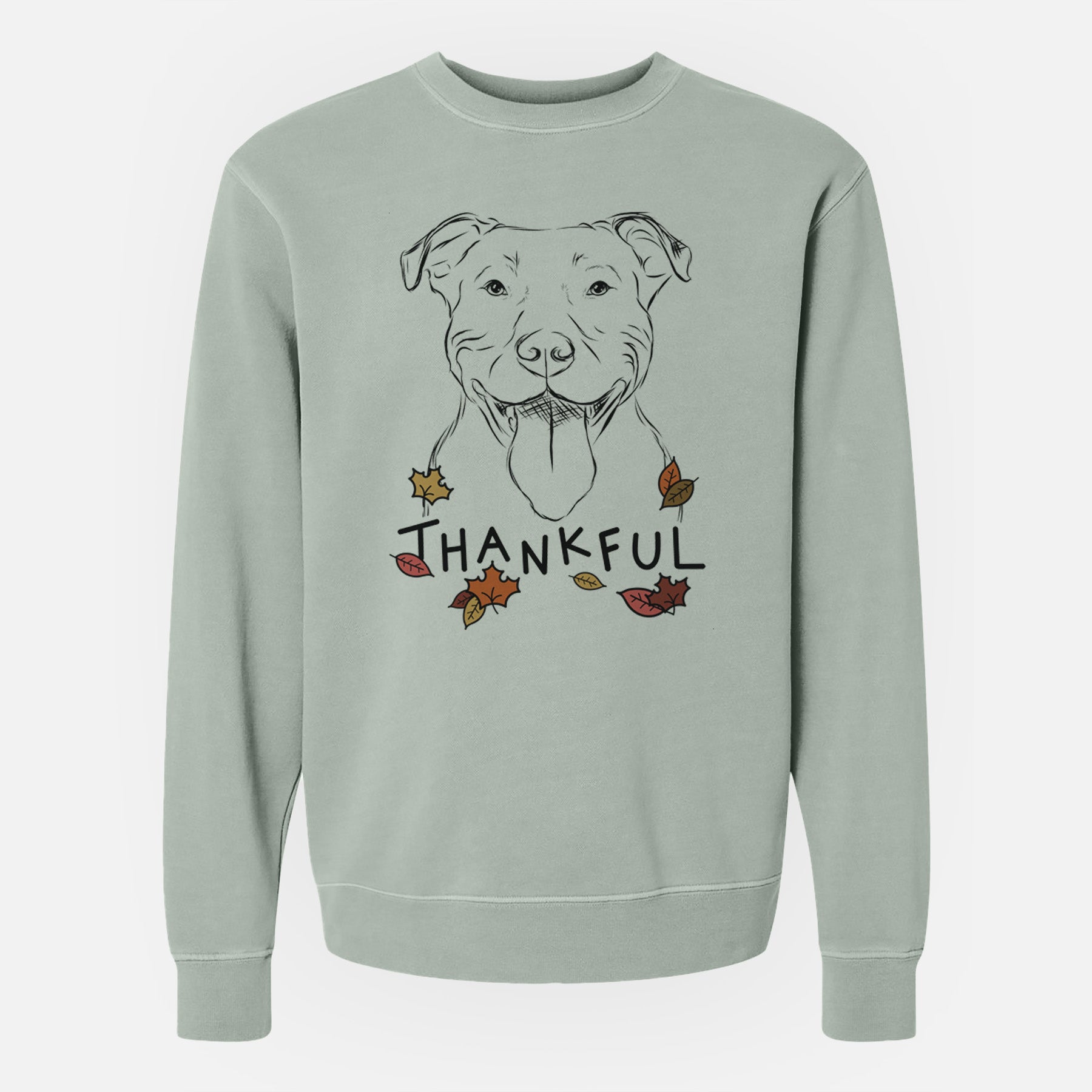 Thankful Major the Pitbull - Unisex Pigment Dyed Crew Sweatshirt