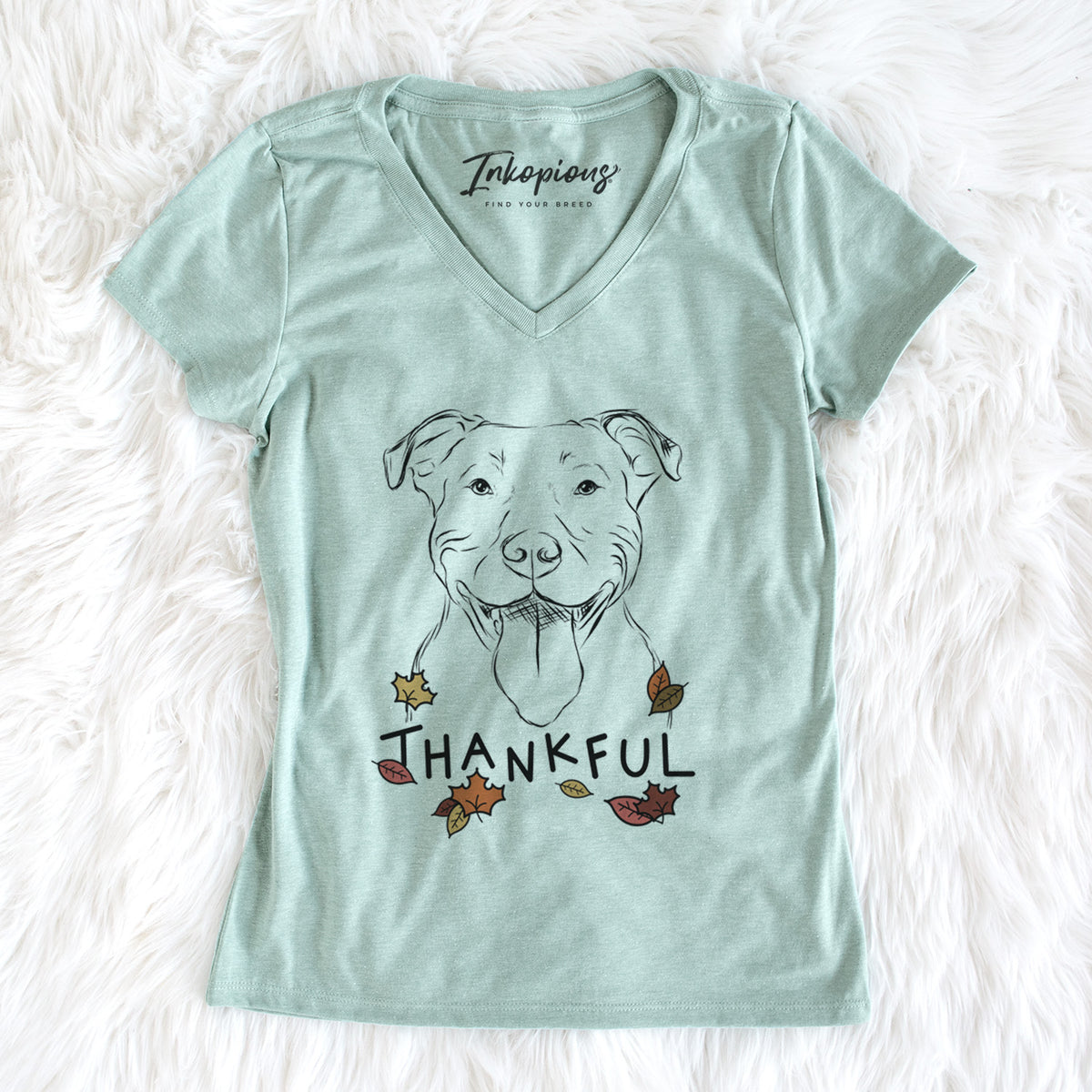 Thankful Major the Pitbull - Women&#39;s V-neck Shirt