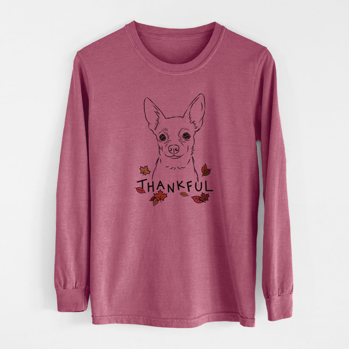 Thankful Martini the Chihuahua - Men&#39;s Heavyweight 100% Cotton Long Sleeve