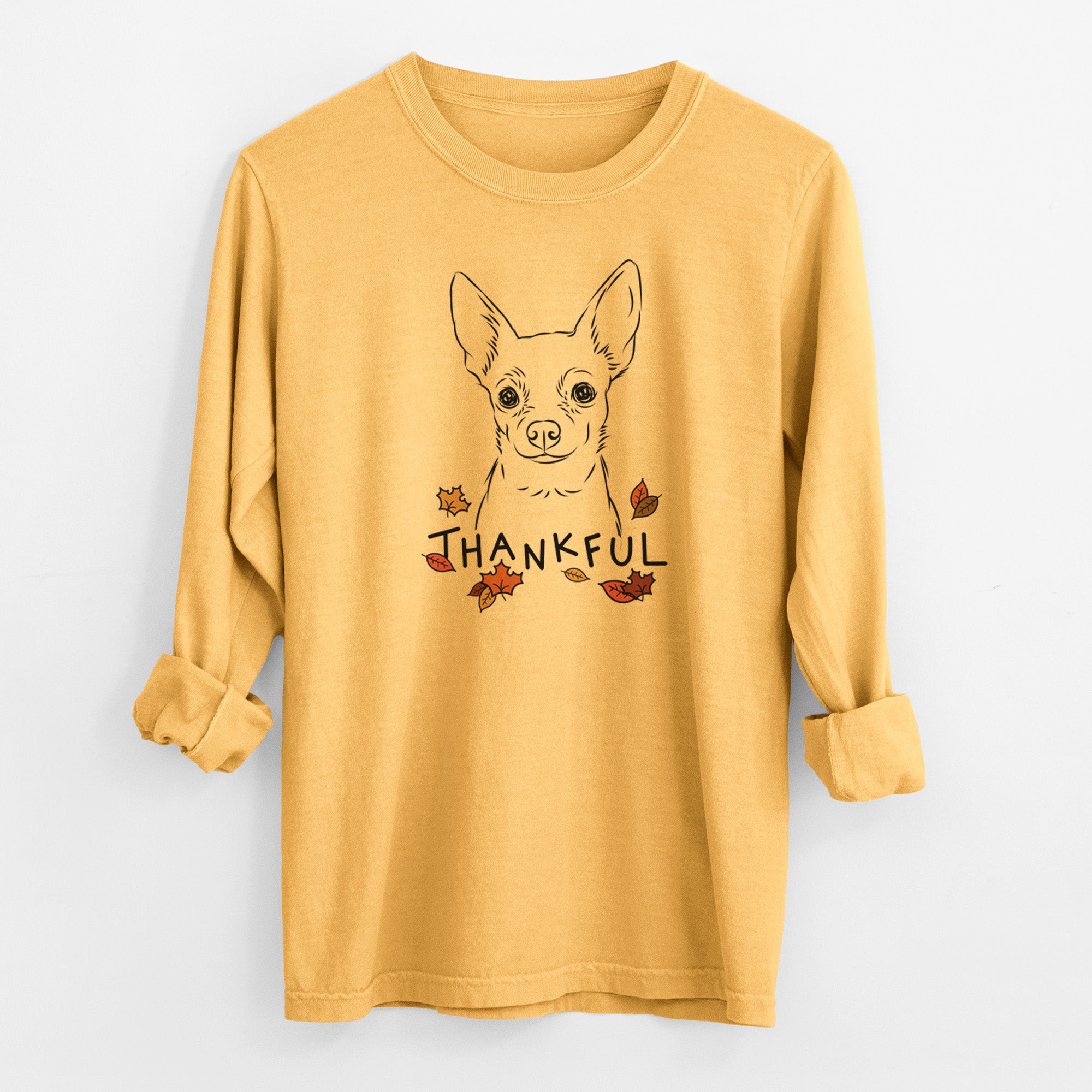 Thankful Martini the Chihuahua - Men's Heavyweight 100% Cotton Long Sleeve