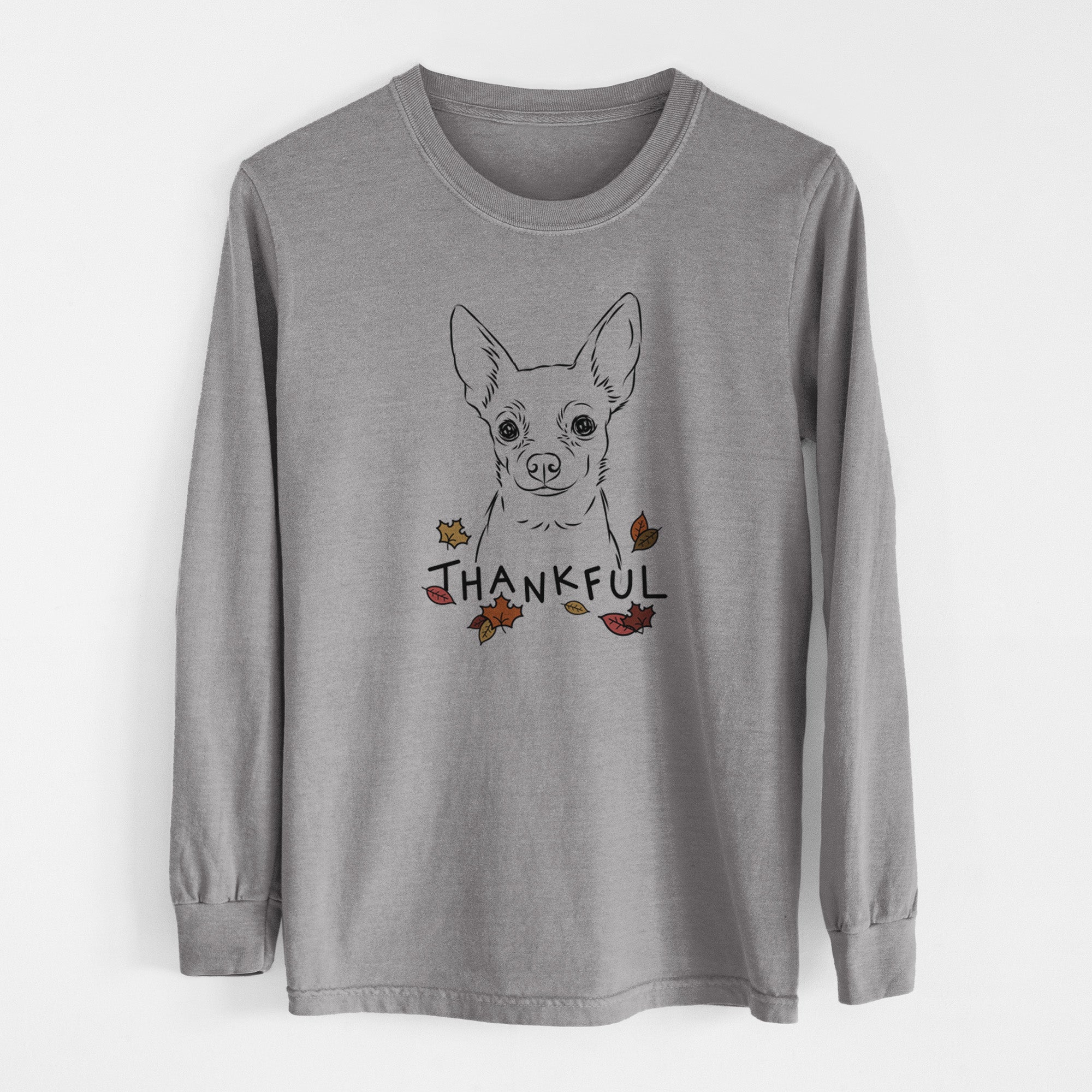 Thankful Martini the Chihuahua - Men's Heavyweight 100% Cotton Long Sleeve