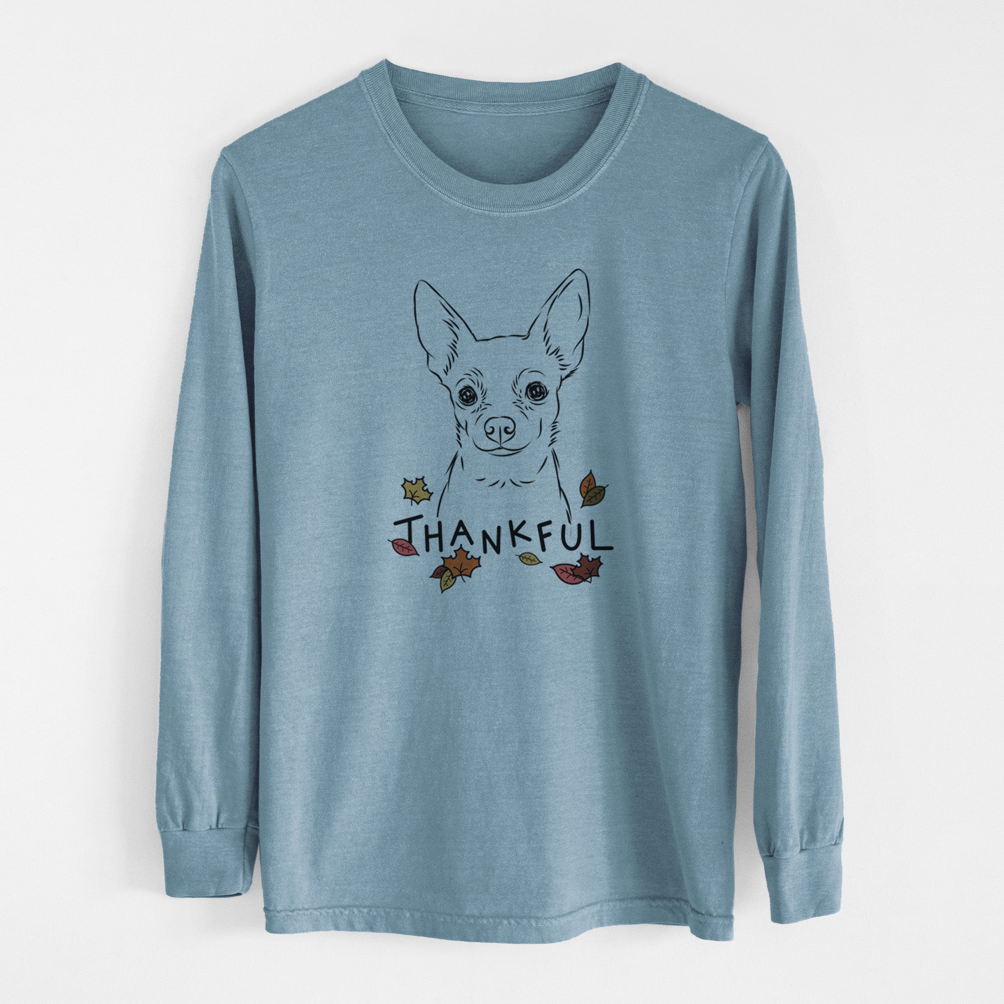 Thankful Martini the Chihuahua - Men's Heavyweight 100% Cotton Long Sleeve