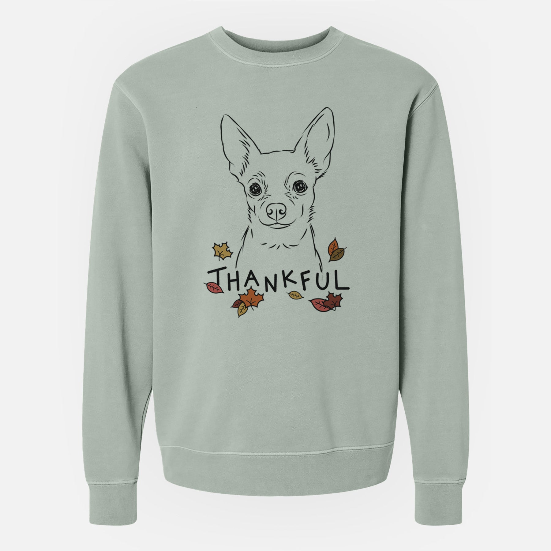 Thankful Martini the Chihuahua - Unisex Pigment Dyed Crew Sweatshirt