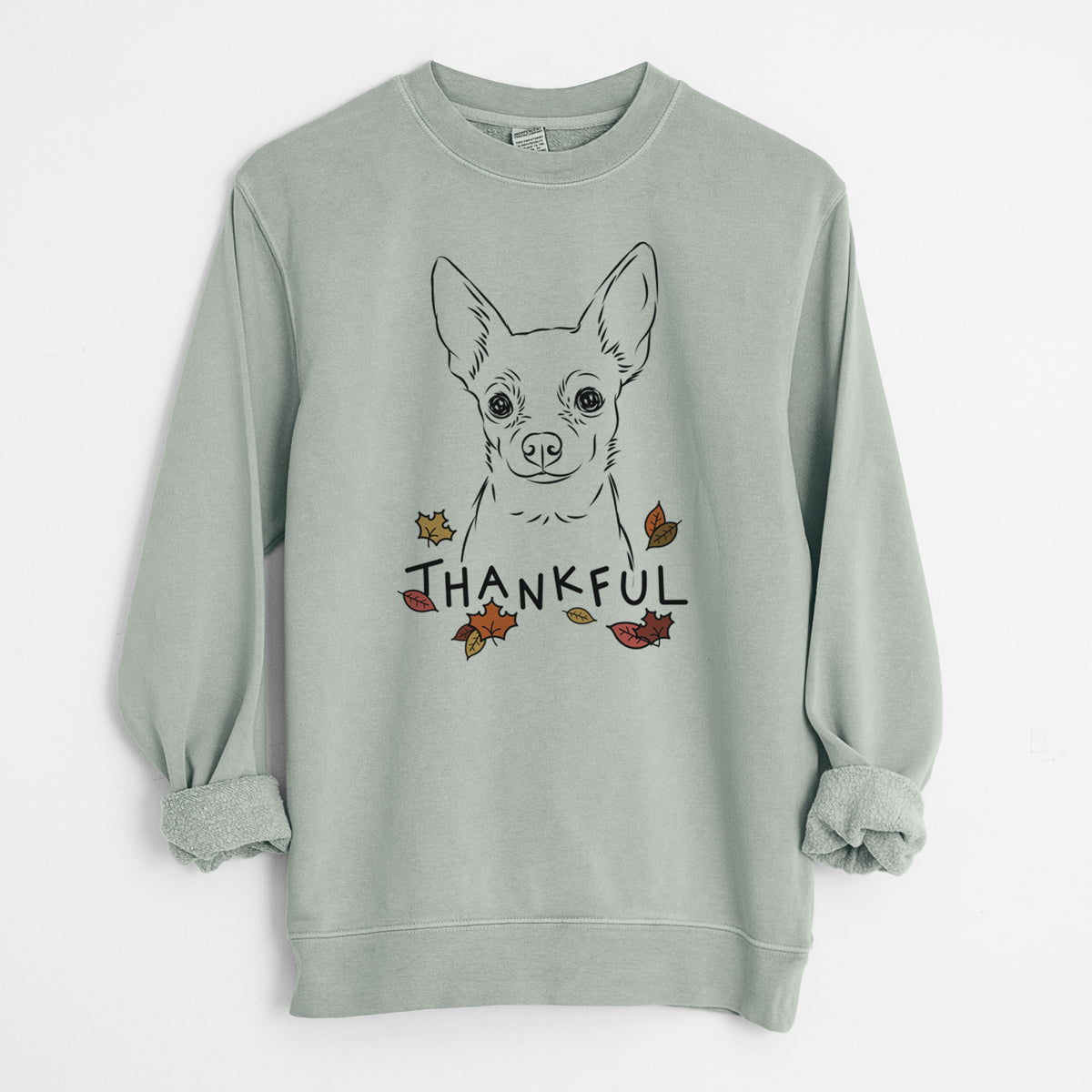 Thankful Martini the Chihuahua - Unisex Pigment Dyed Crew Sweatshirt