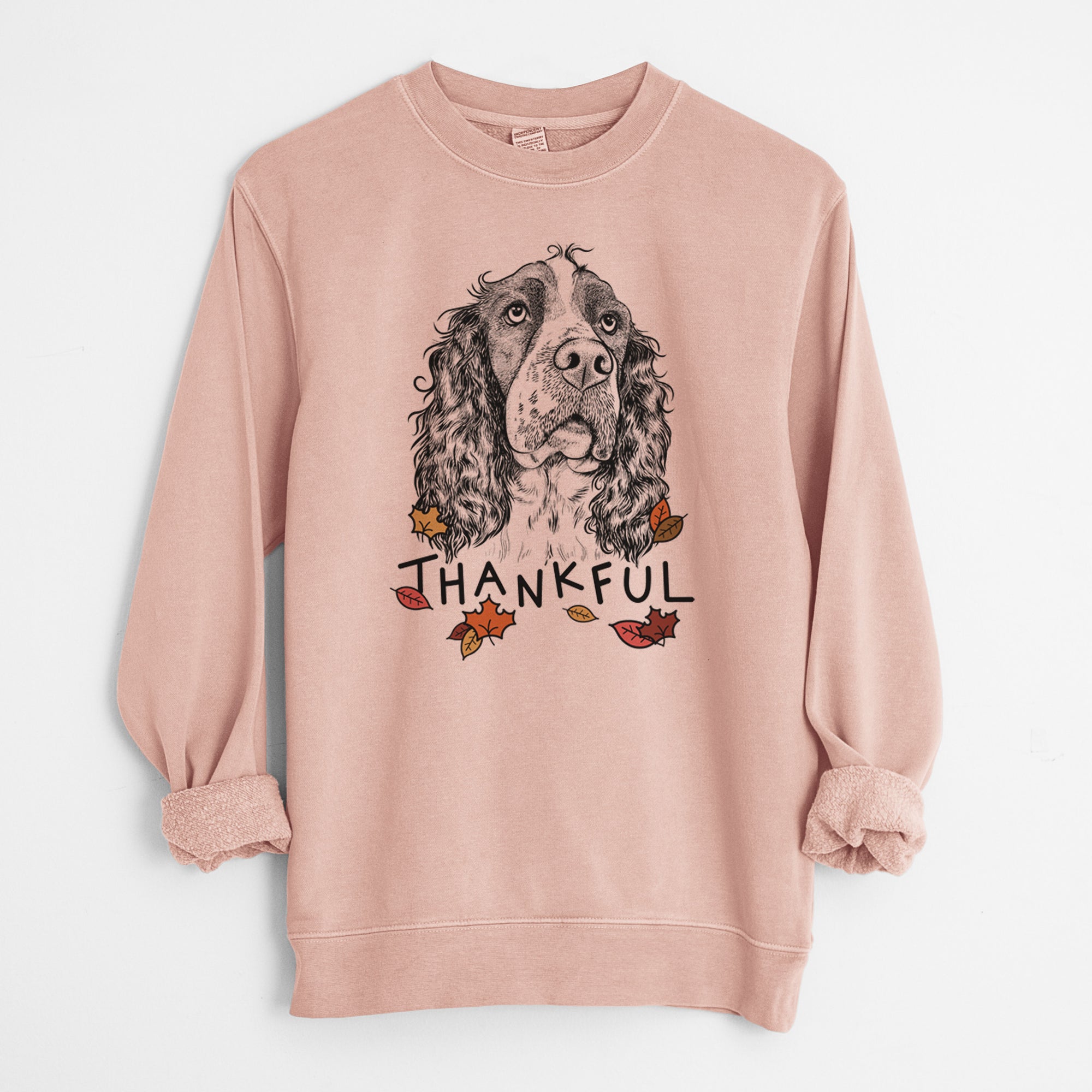 Thankful Millie Mae the English Springer Spaniel - Unisex Pigment Dyed Crew Sweatshirt