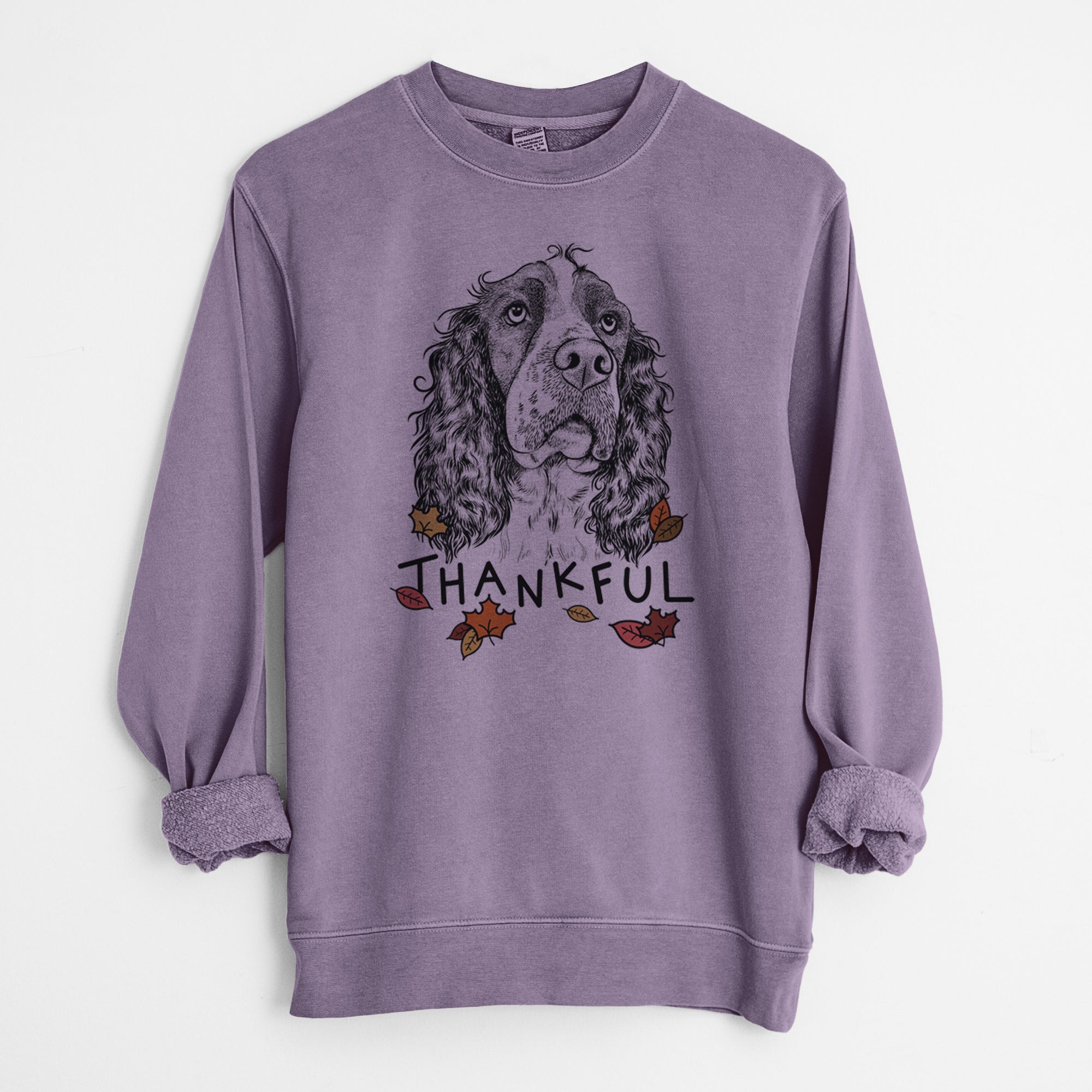 Thankful Millie Mae the English Springer Spaniel - Unisex Pigment Dyed Crew Sweatshirt