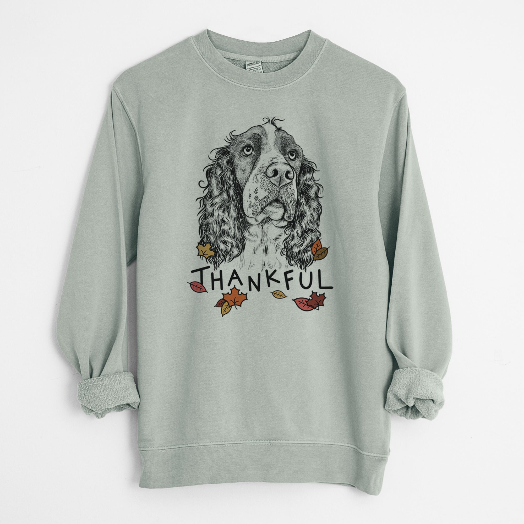 Thankful Millie Mae the English Springer Spaniel - Unisex Pigment Dyed Crew Sweatshirt