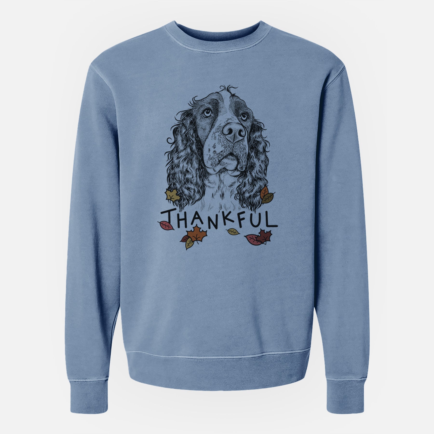 Thankful Millie Mae the English Springer Spaniel - Unisex Pigment Dyed Crew Sweatshirt