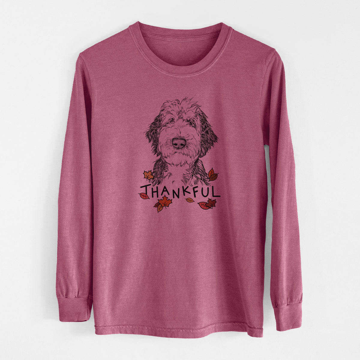 Thankful Milo Fluff the Sheepadoodle - Men's Heavyweight 100% Cotton Long Sleeve