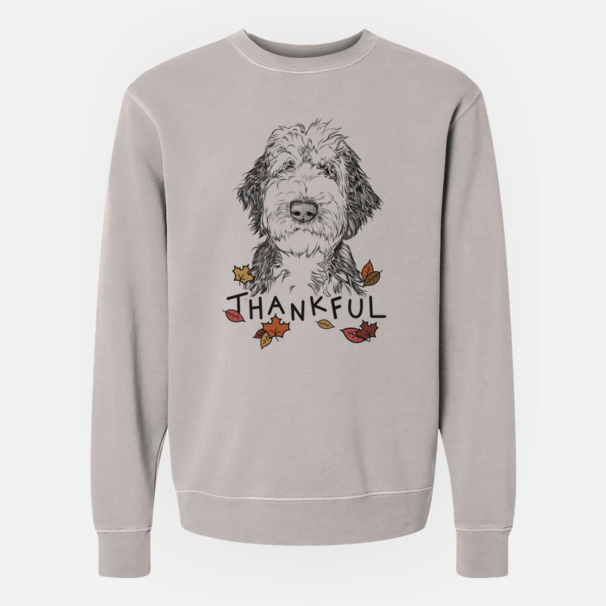 Thankful Milo Fluff the Sheepadoodle - Unisex Pigment Dyed Crew Sweatshirt