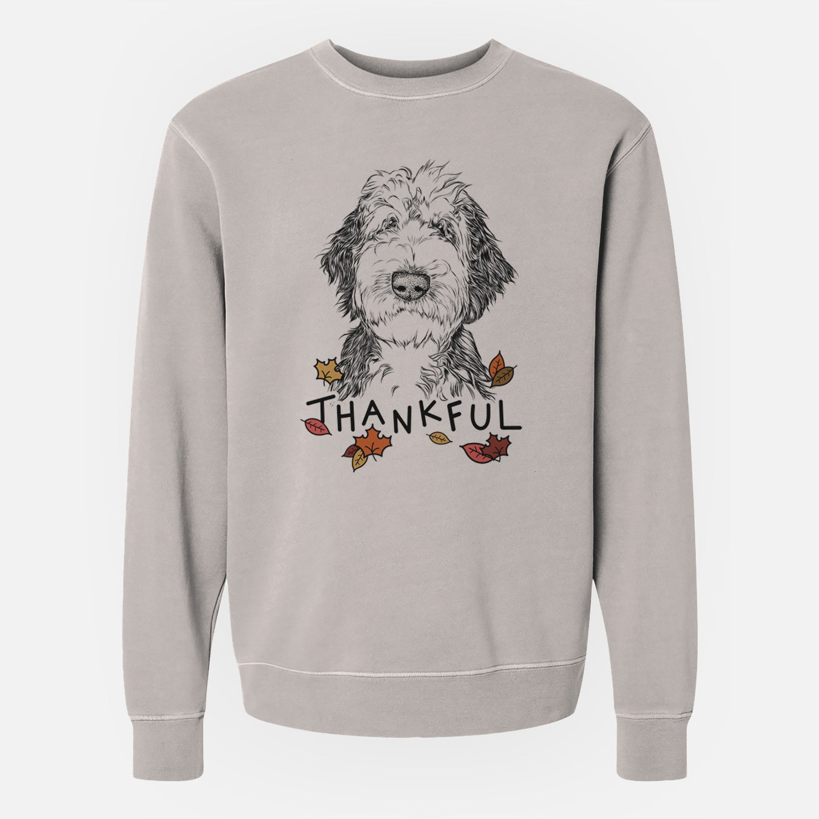 Thankful Milo Fluff the Sheepadoodle - Unisex Pigment Dyed Crew Sweatshirt