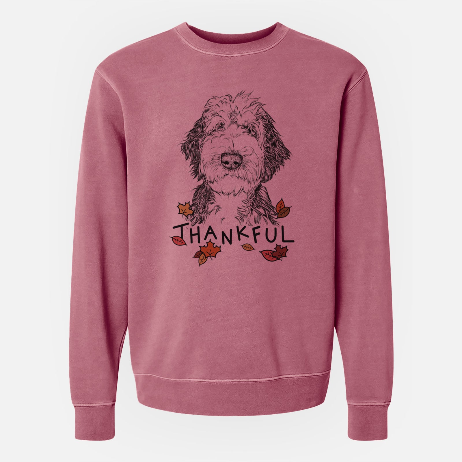 Thankful Milo Fluff the Sheepadoodle - Unisex Pigment Dyed Crew Sweatshirt