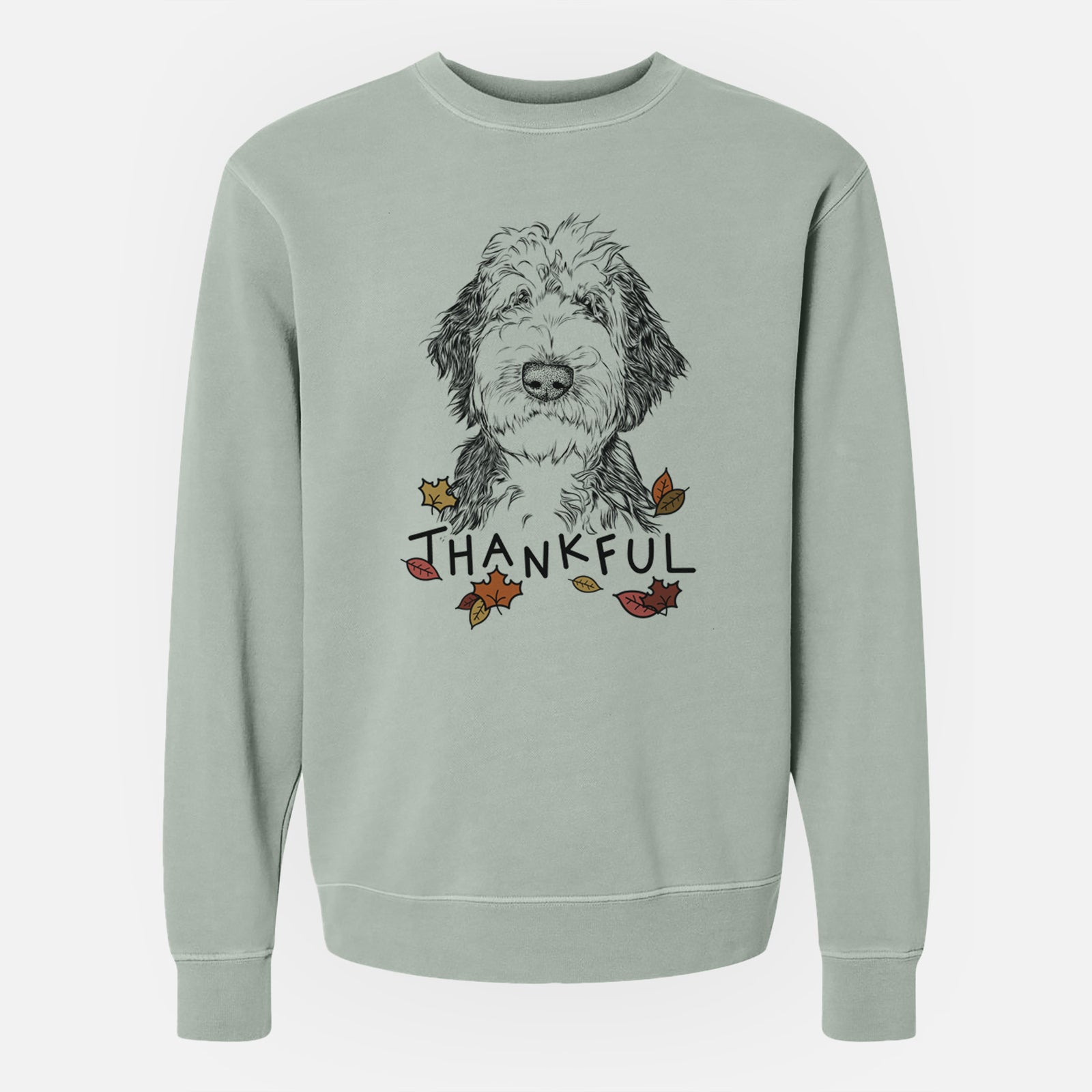 Thankful Milo Fluff the Sheepadoodle - Unisex Pigment Dyed Crew Sweatshirt
