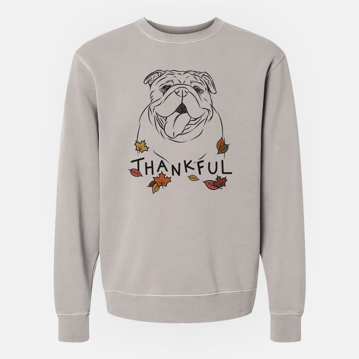 Thankful Missy Moo the English Bulldog - Unisex Pigment Dyed Crew Sweatshirt
