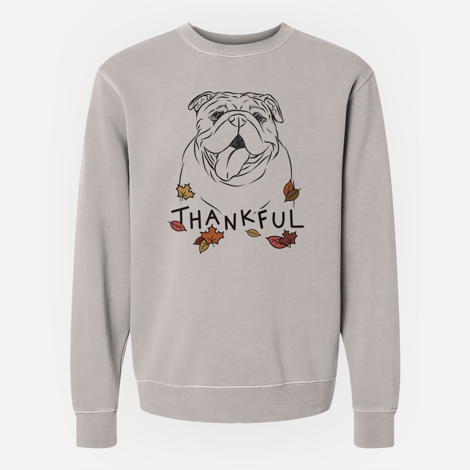 Thankful Missy Moo the English Bulldog - Unisex Pigment Dyed Crew Sweatshirt