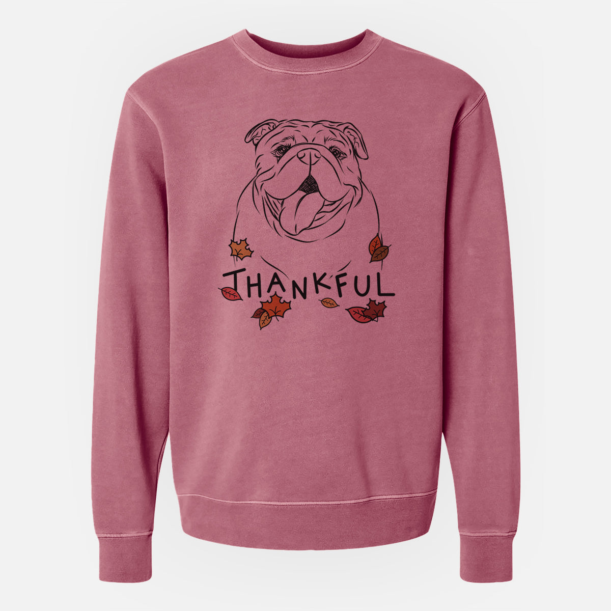 Thankful Missy Moo the English Bulldog - Unisex Pigment Dyed Crew Sweatshirt