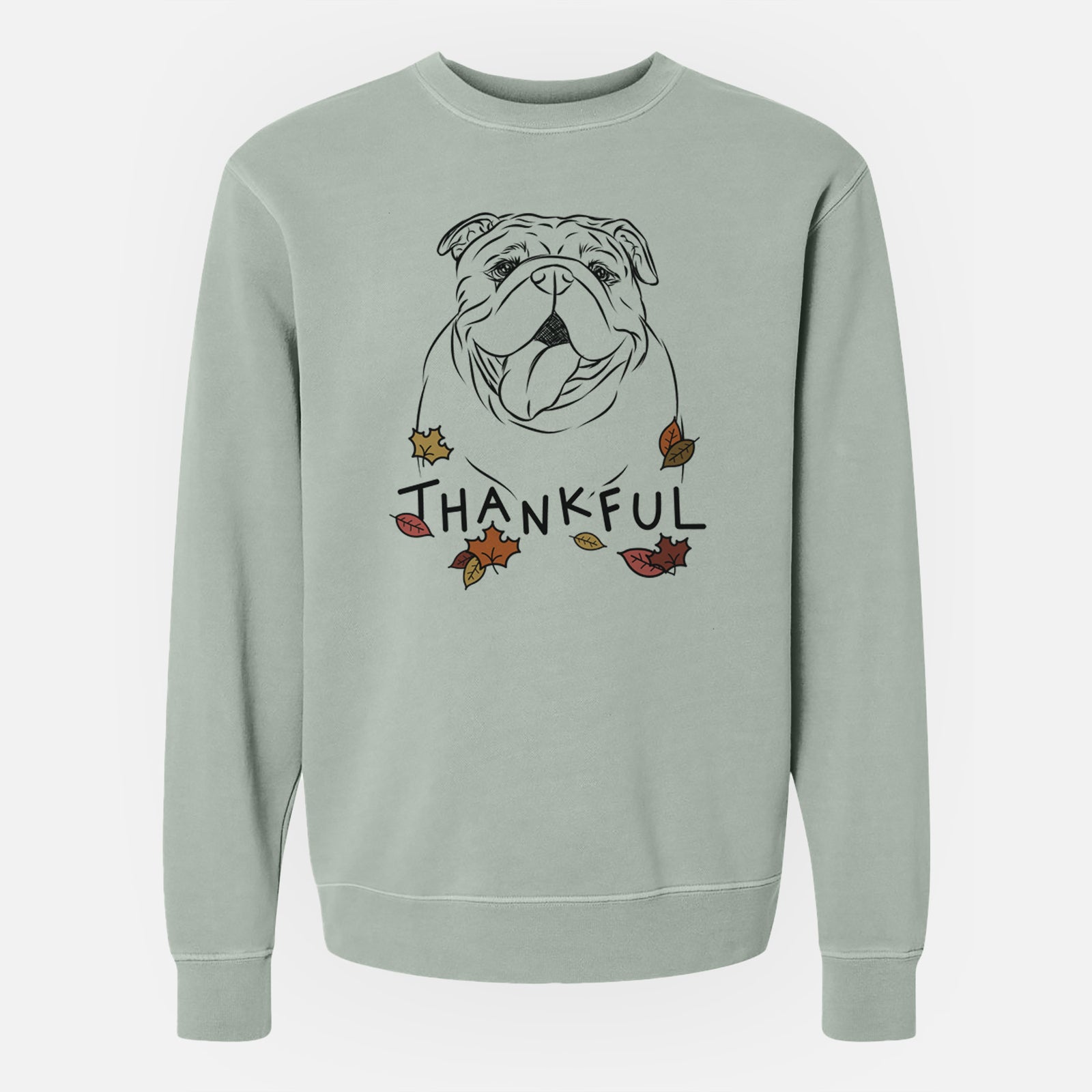 Thankful Missy Moo the English Bulldog - Unisex Pigment Dyed Crew Sweatshirt