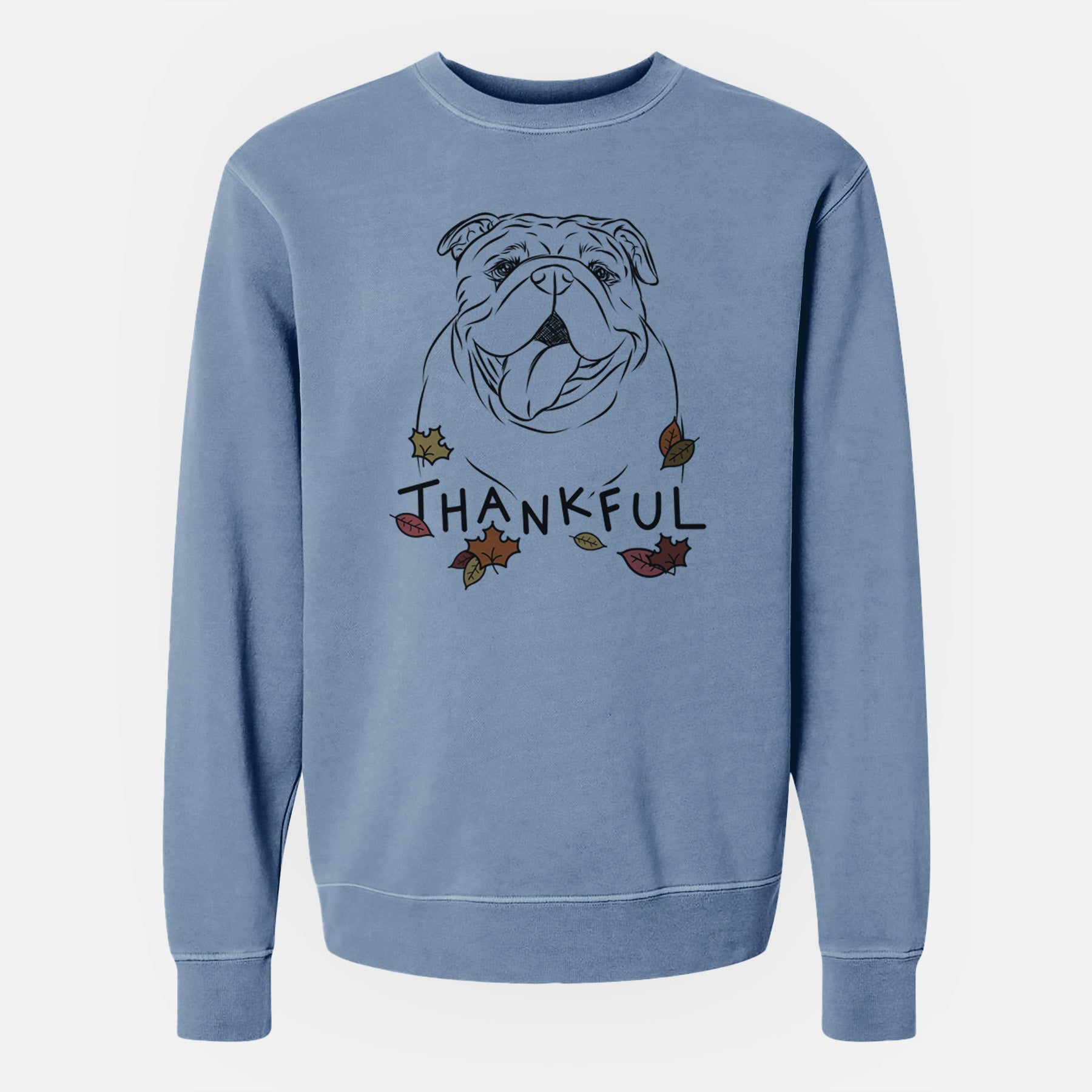 Thankful Missy Moo the English Bulldog - Unisex Pigment Dyed Crew Sweatshirt