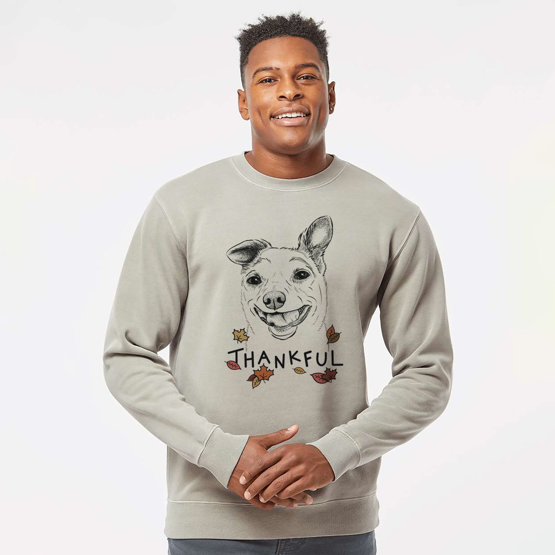 Thankful Mortimer the Mixed Breed - Unisex Pigment Dyed Crew Sweatshirt