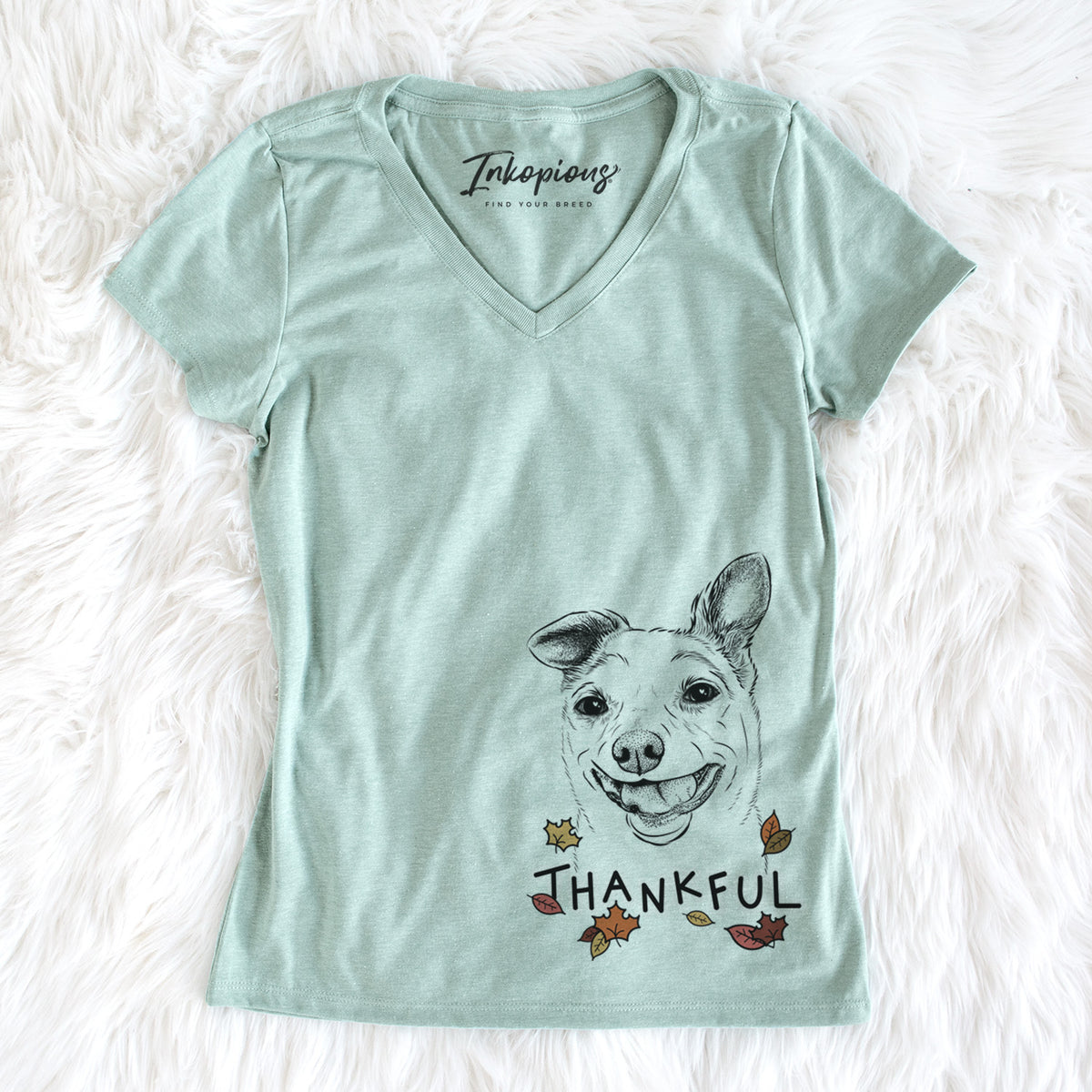 Thankful Mortimer the Mixed Breed - Women&#39;s V-neck Shirt