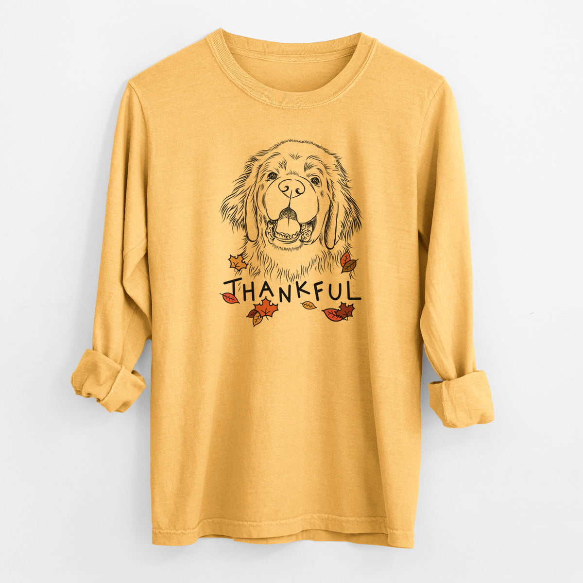 Thankful Mozart the Newfoundland - Men's Heavyweight 100% Cotton Long Sleeve