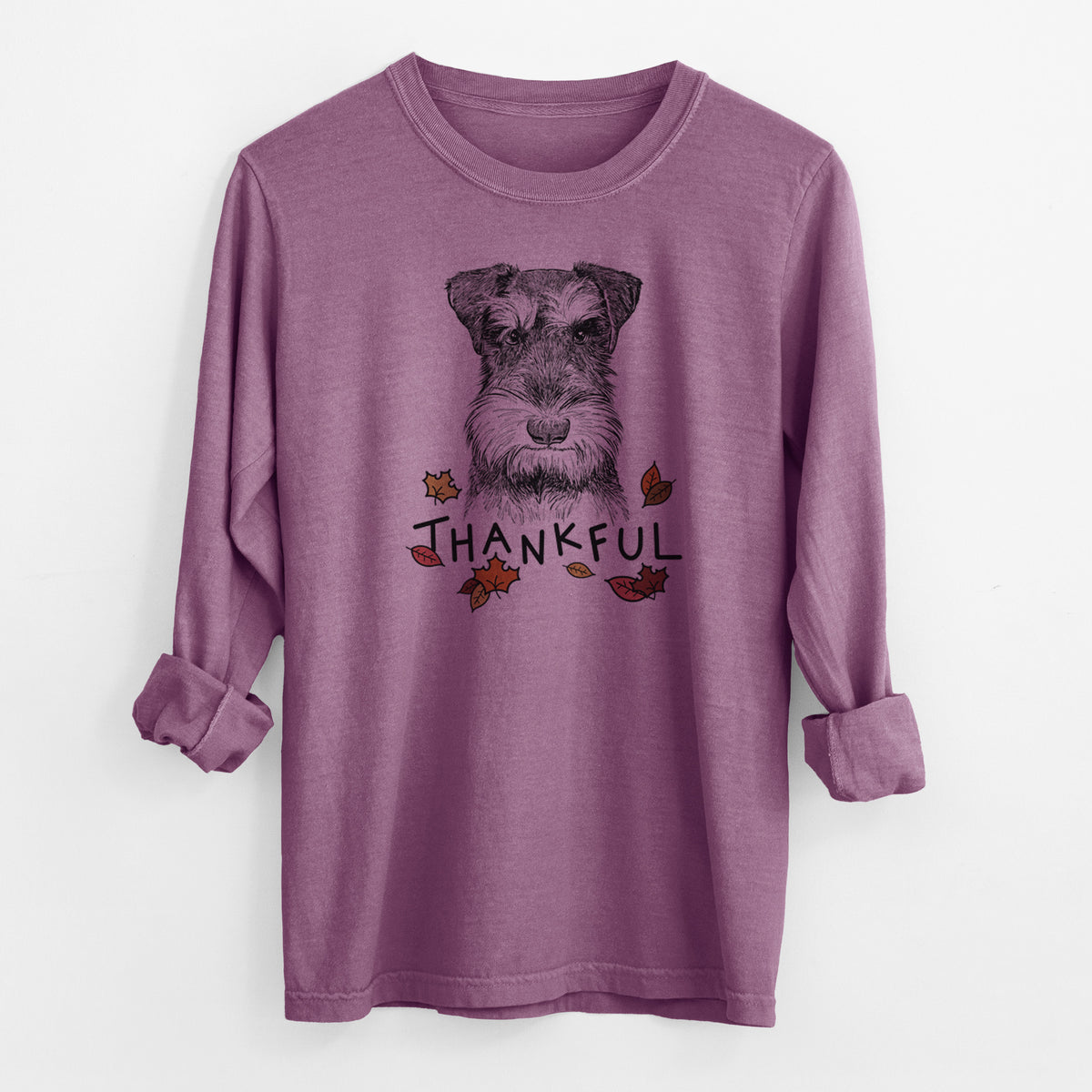 Thankful Murphy the Mini Schnauzer - Men's Heavyweight 100% Cotton Long Sleeve