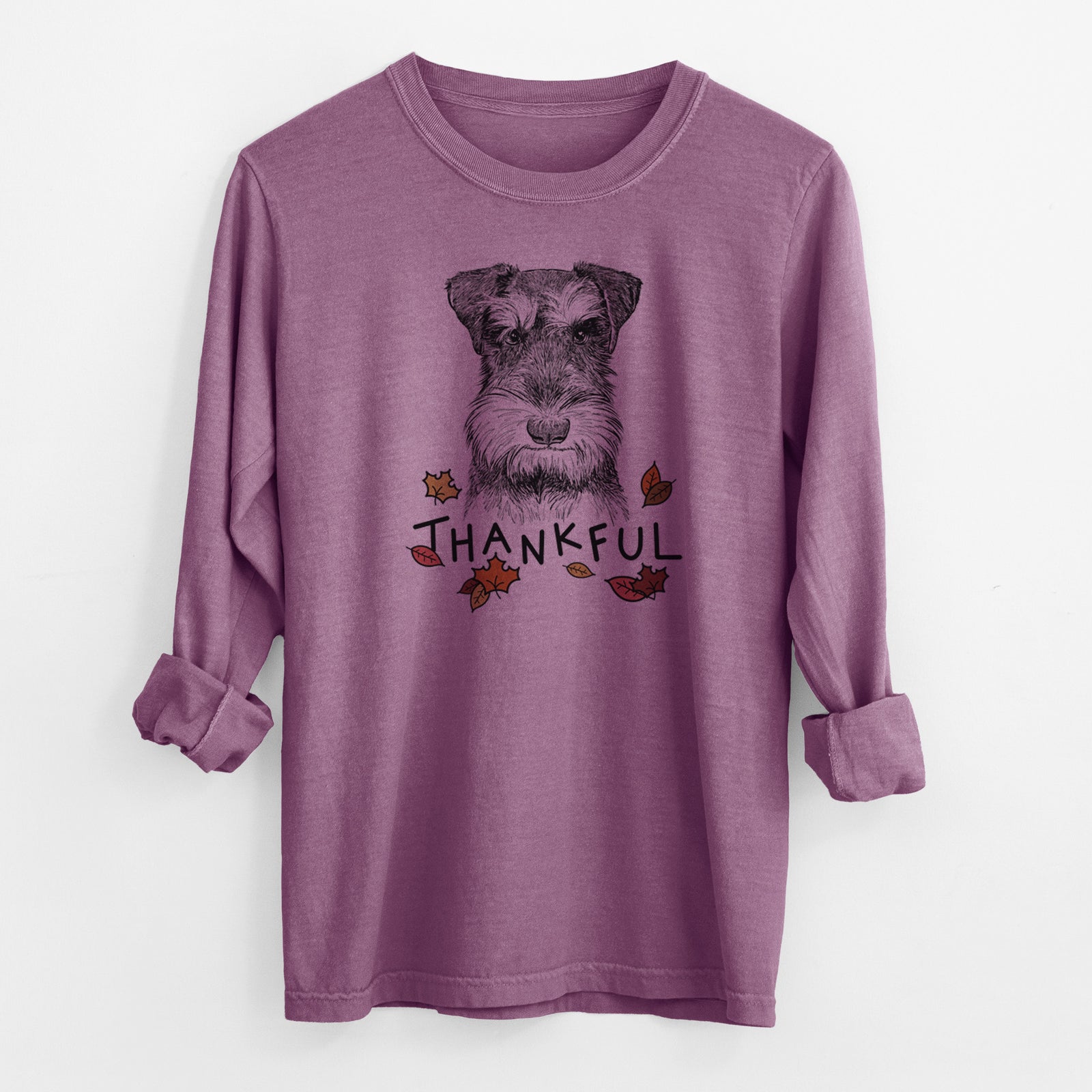 Thankful Murphy the Mini Schnauzer - Men's Heavyweight 100% Cotton Long Sleeve