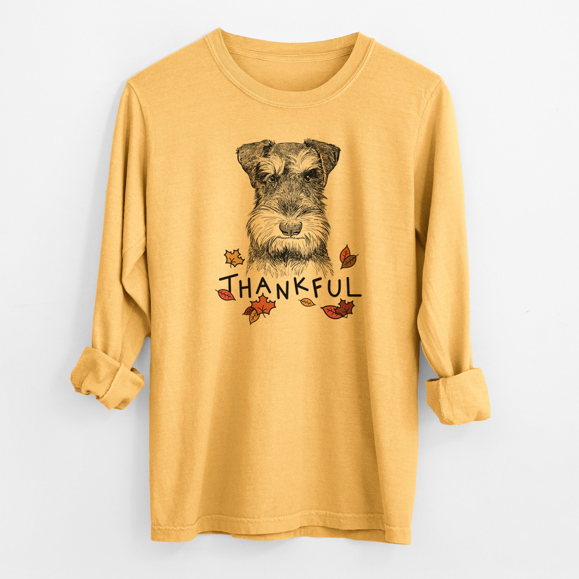 Thankful Murphy the Mini Schnauzer - Men's Heavyweight 100% Cotton Long Sleeve