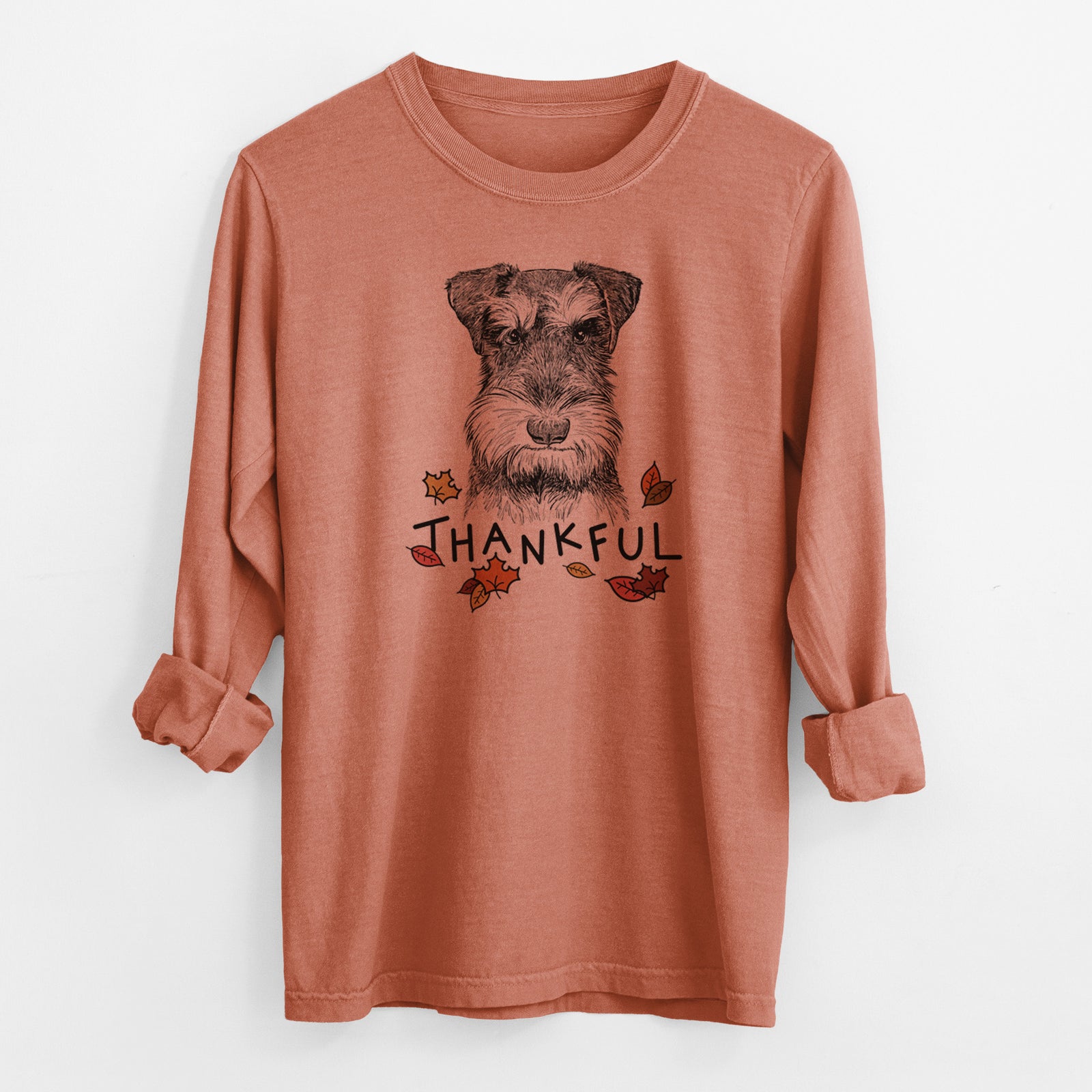 Thankful Murphy the Mini Schnauzer - Men's Heavyweight 100% Cotton Long Sleeve
