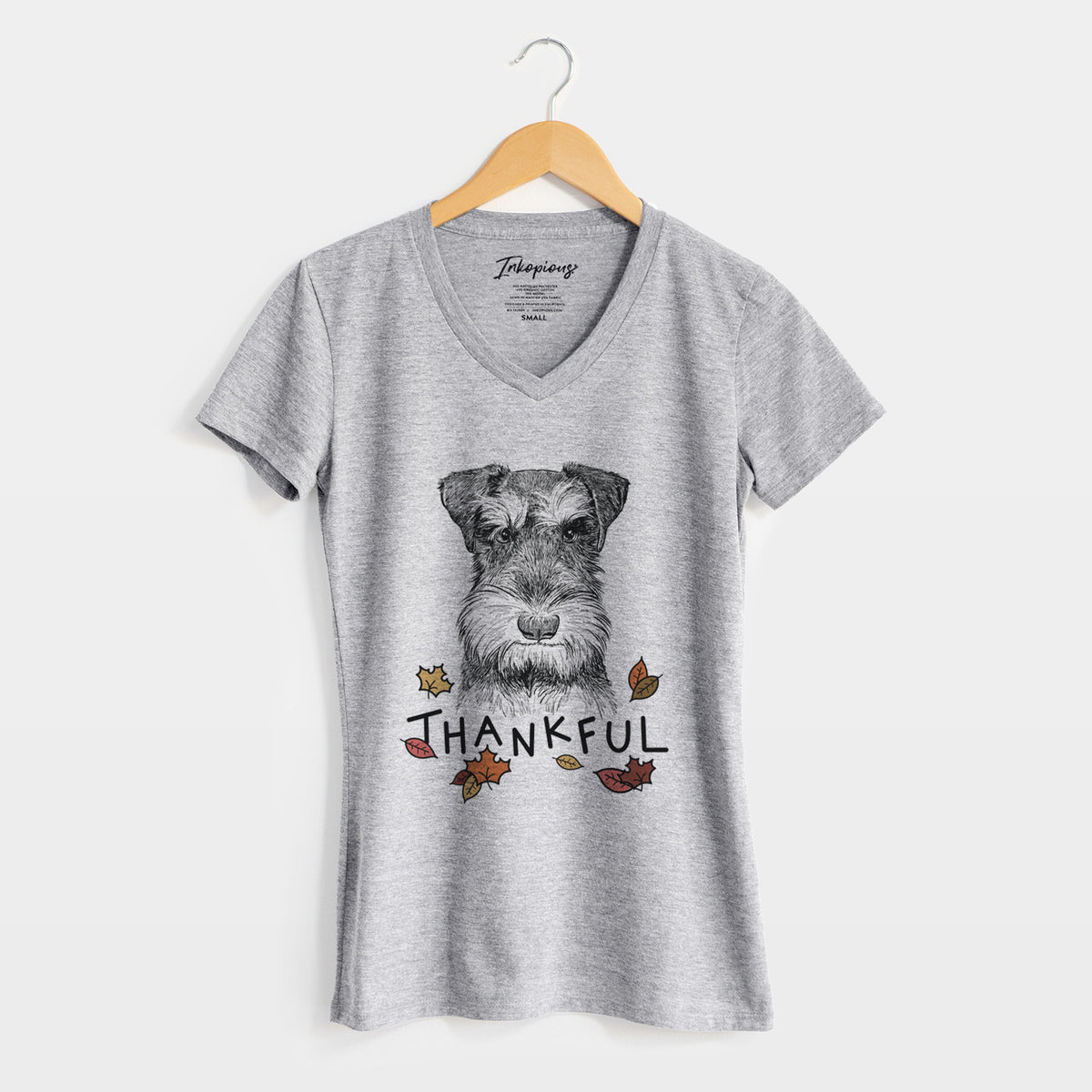 Thankful Murphy the Mini Schnauzer - Women's V-neck Shirt