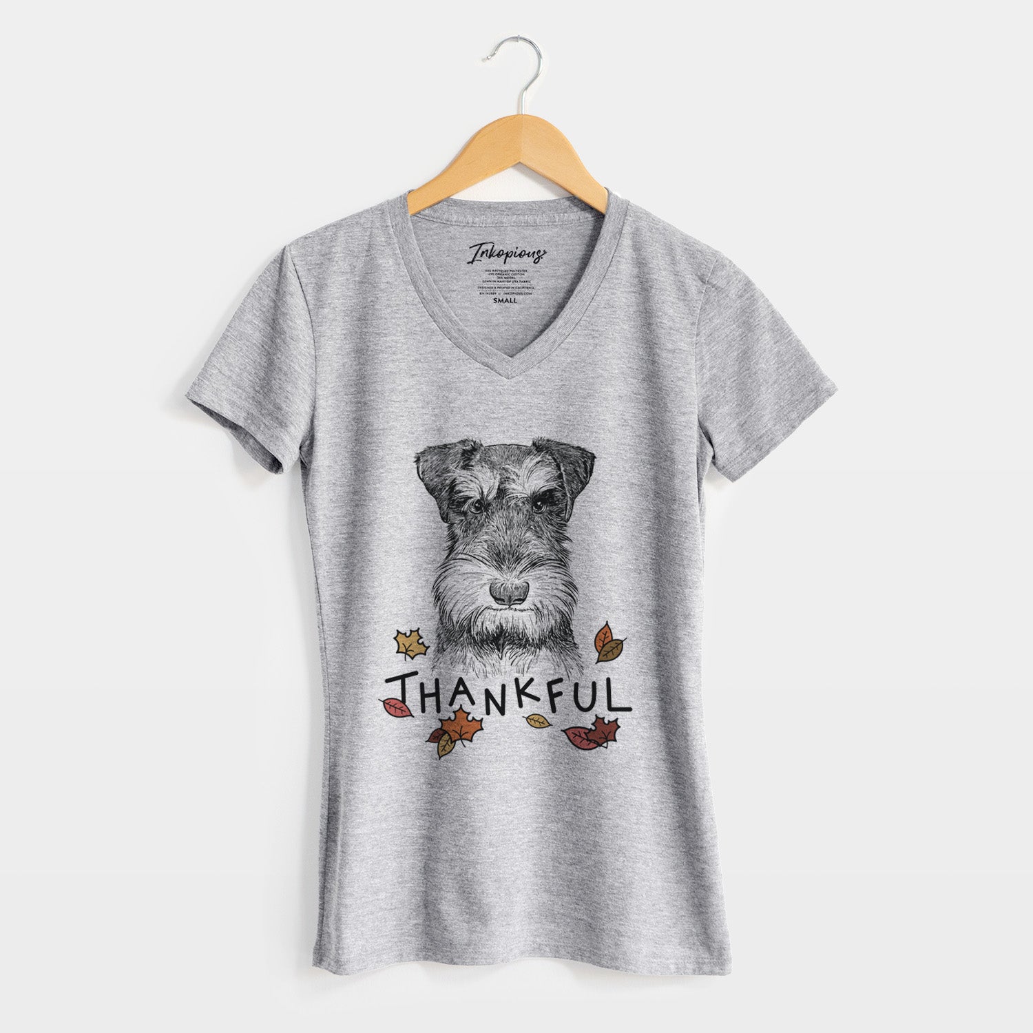 Thankful Murphy the Mini Schnauzer - Women's V-neck Shirt