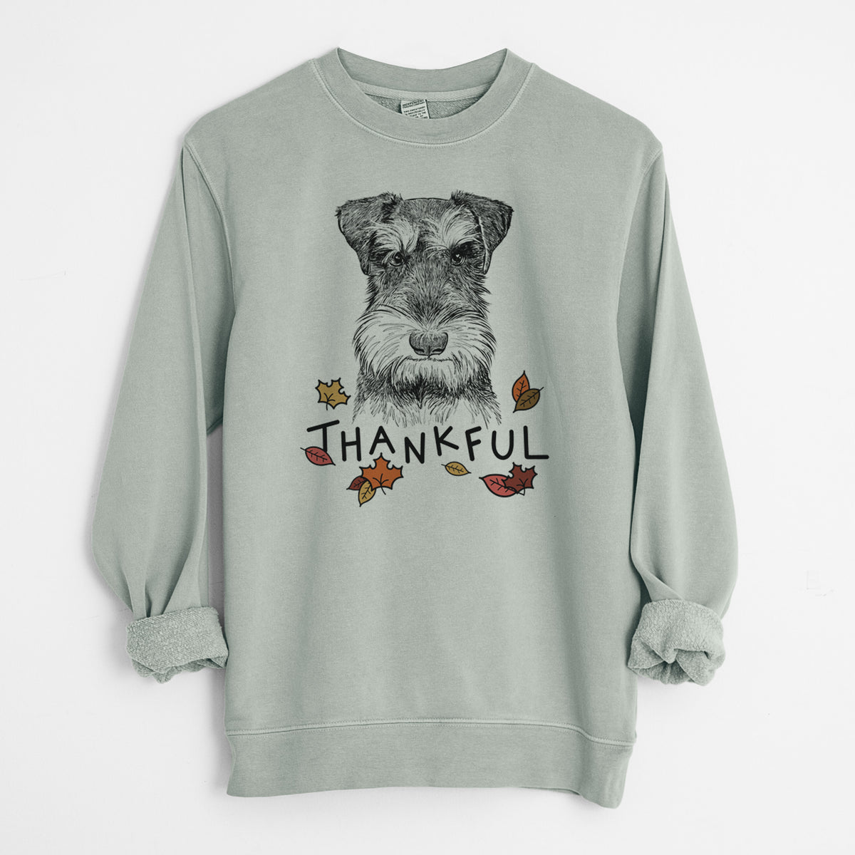 Thankful Murphy the Mini Schnauzer - Unisex Pigment Dyed Crew Sweatshirt
