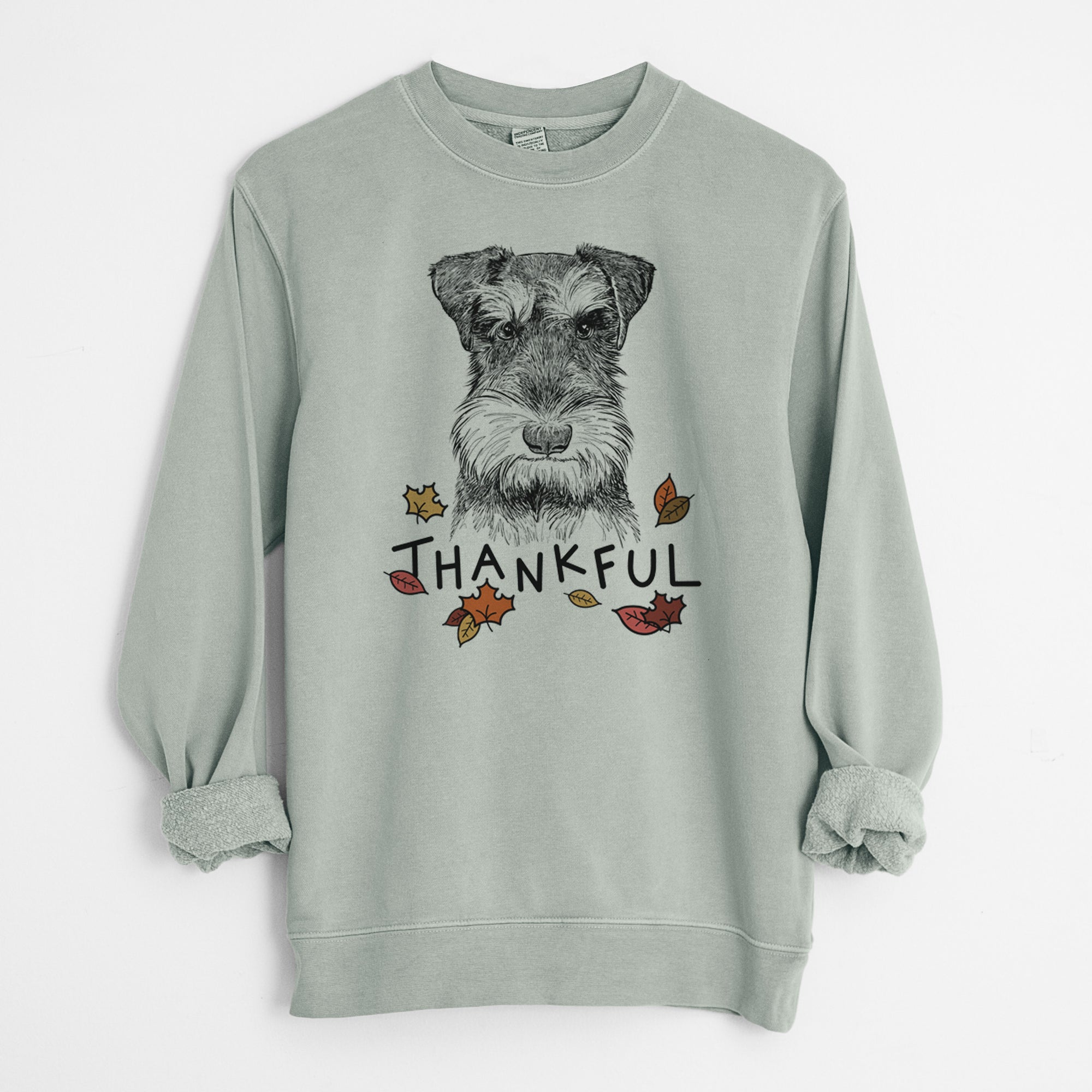 Thankful Murphy the Mini Schnauzer - Unisex Pigment Dyed Crew Sweatshirt