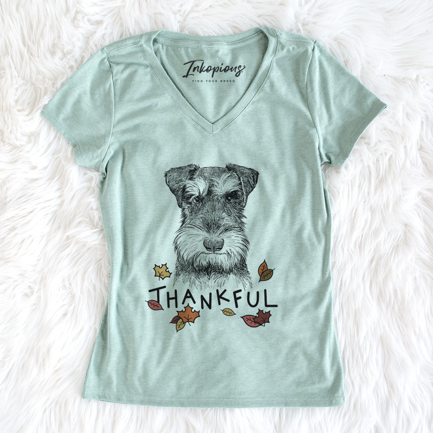 Thankful Murphy the Mini Schnauzer - Women's V-neck Shirt