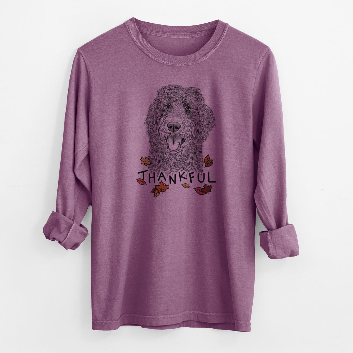 Thankful Murr Dog the Labradoodle - Men's Heavyweight 100% Cotton Long Sleeve