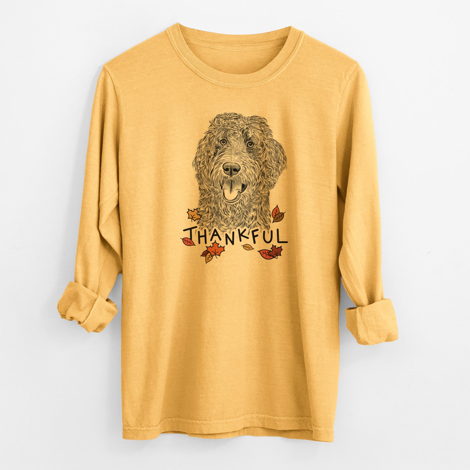 Thankful Murr Dog the Labradoodle - Men's Heavyweight 100% Cotton Long Sleeve