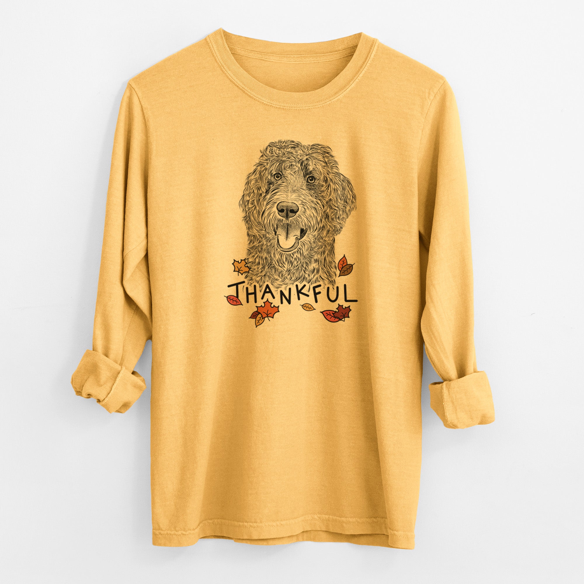 Thankful Murr Dog the Labradoodle - Men's Heavyweight 100% Cotton Long Sleeve