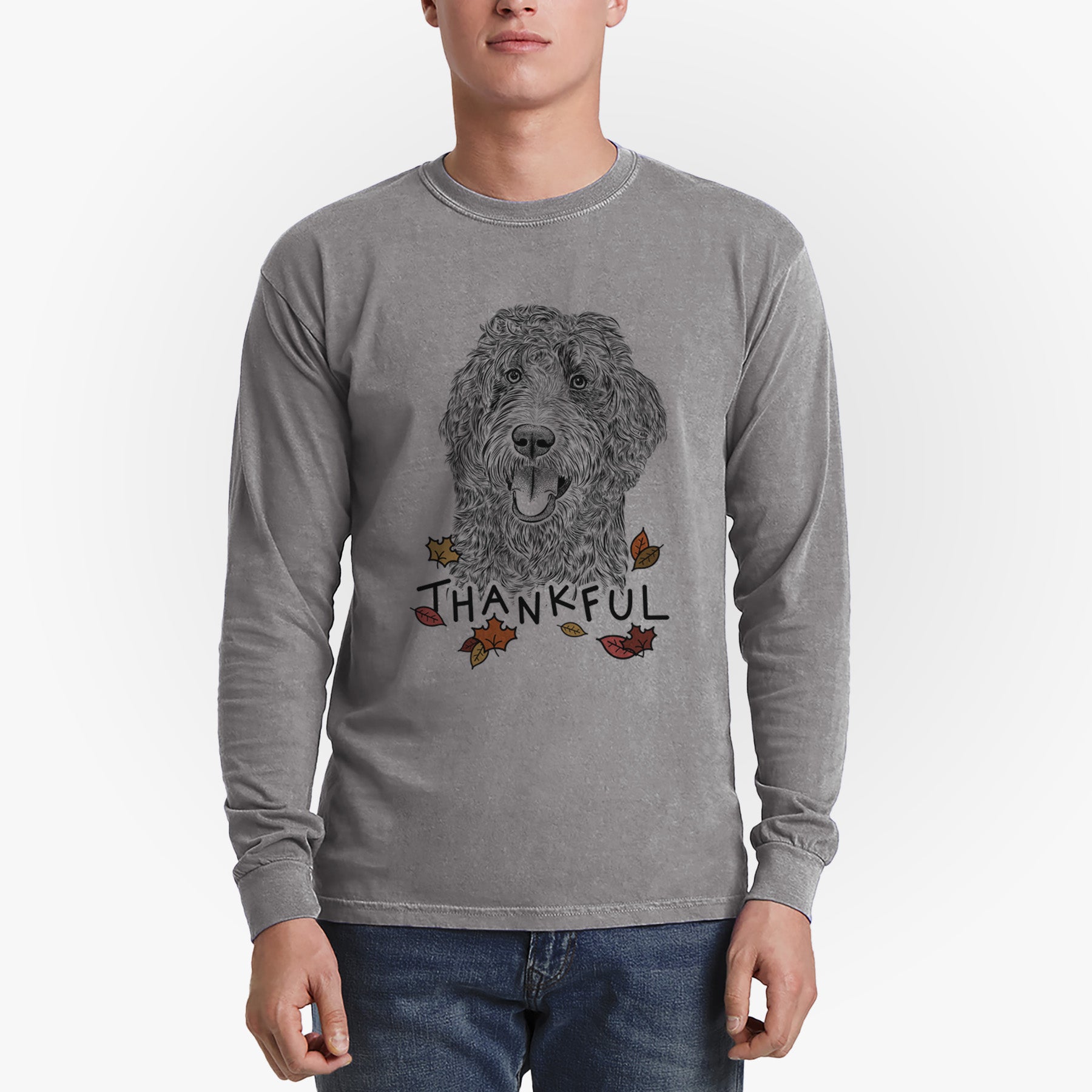 Thankful Murr Dog the Labradoodle - Men's Heavyweight 100% Cotton Long Sleeve