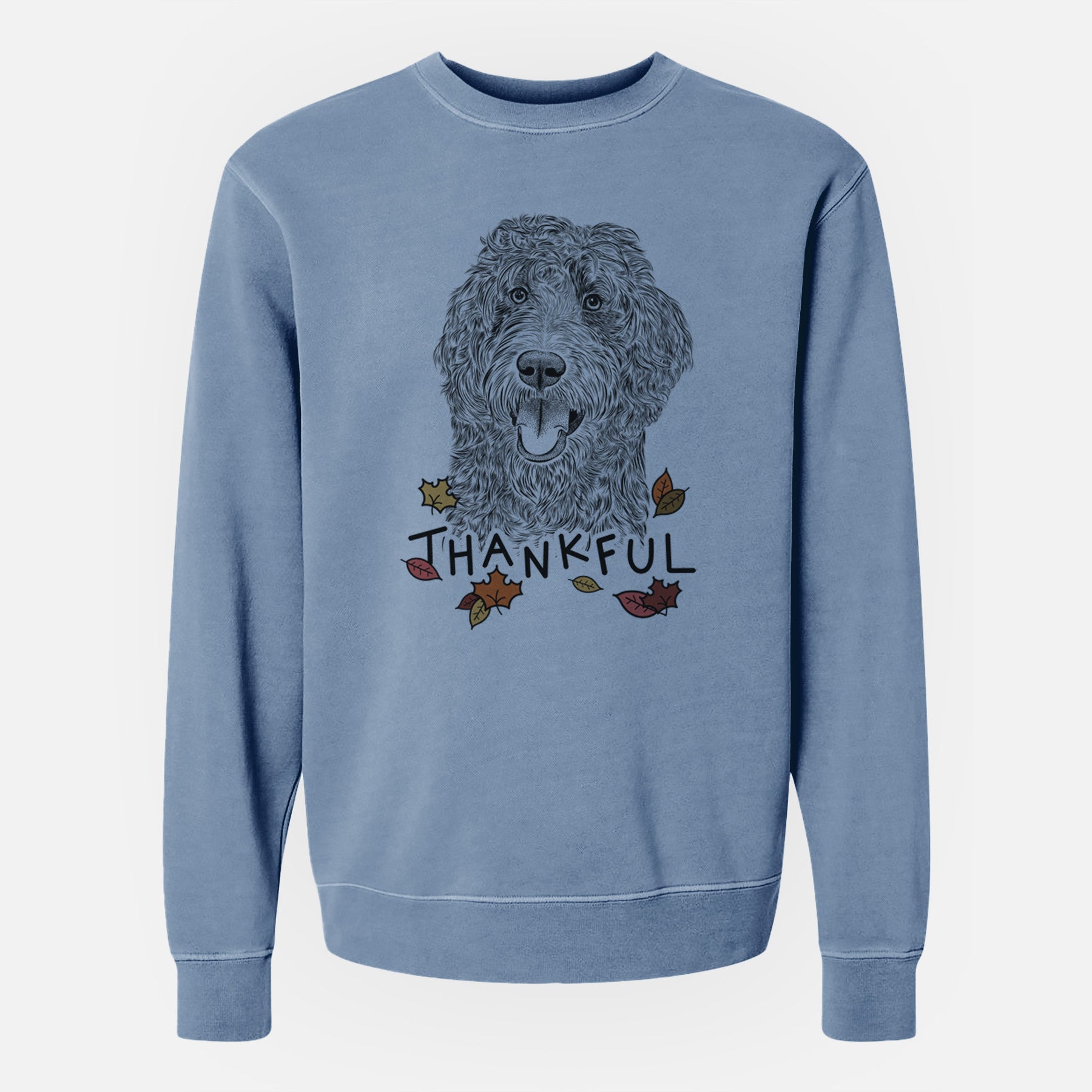 Thankful Murr Dog the Labradoodle - Unisex Pigment Dyed Crew Sweatshirt