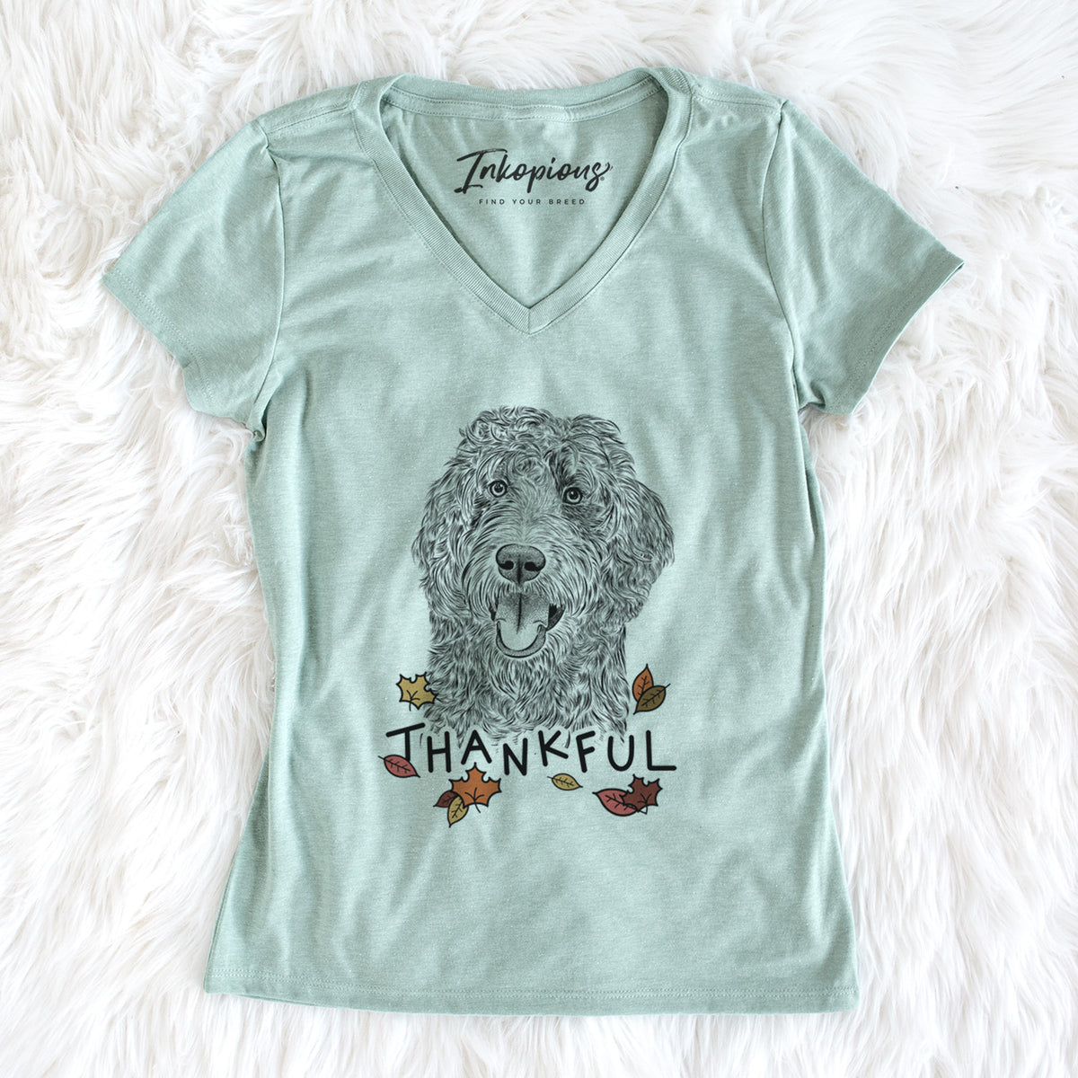 Thankful Murr Dog the Labradoodle - Women&#39;s V-neck Shirt