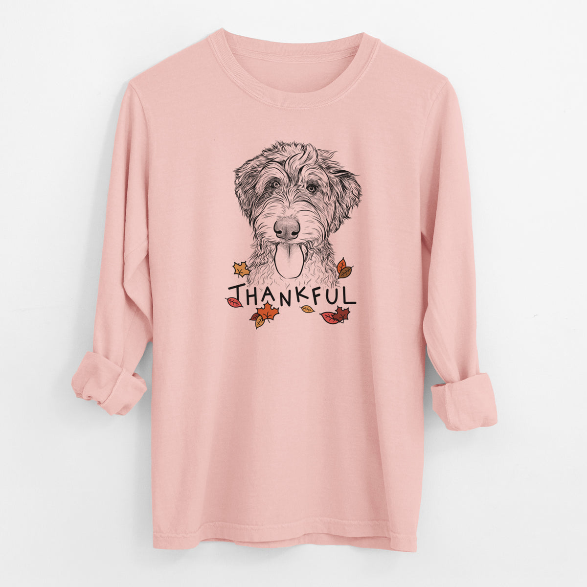 Thankful Myrtle Mae the Aussiedoodle - Men's Heavyweight 100% Cotton Long Sleeve