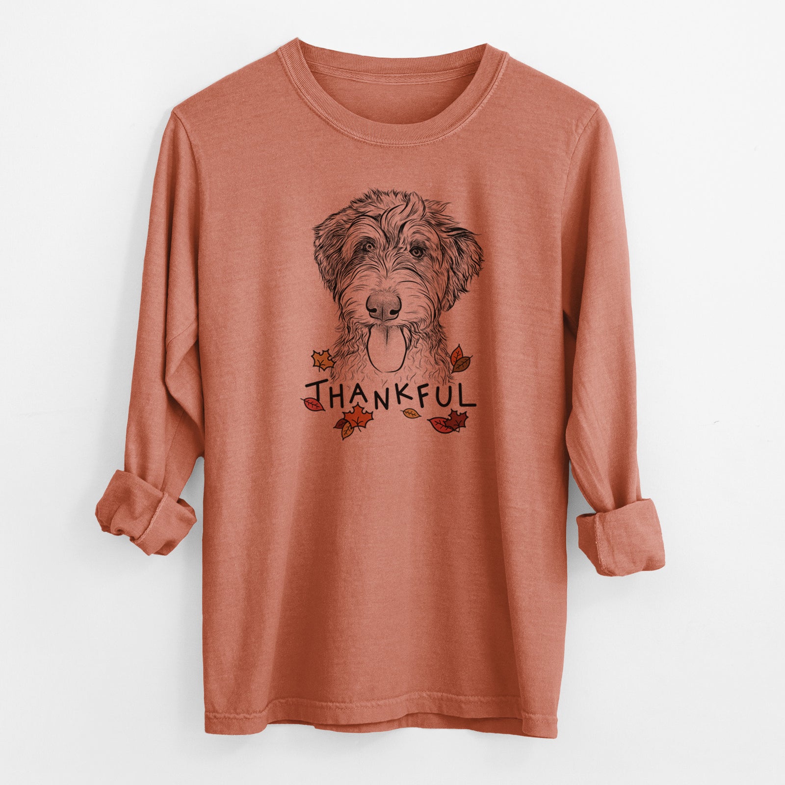Thankful Myrtle Mae the Aussiedoodle - Men's Heavyweight 100% Cotton Long Sleeve