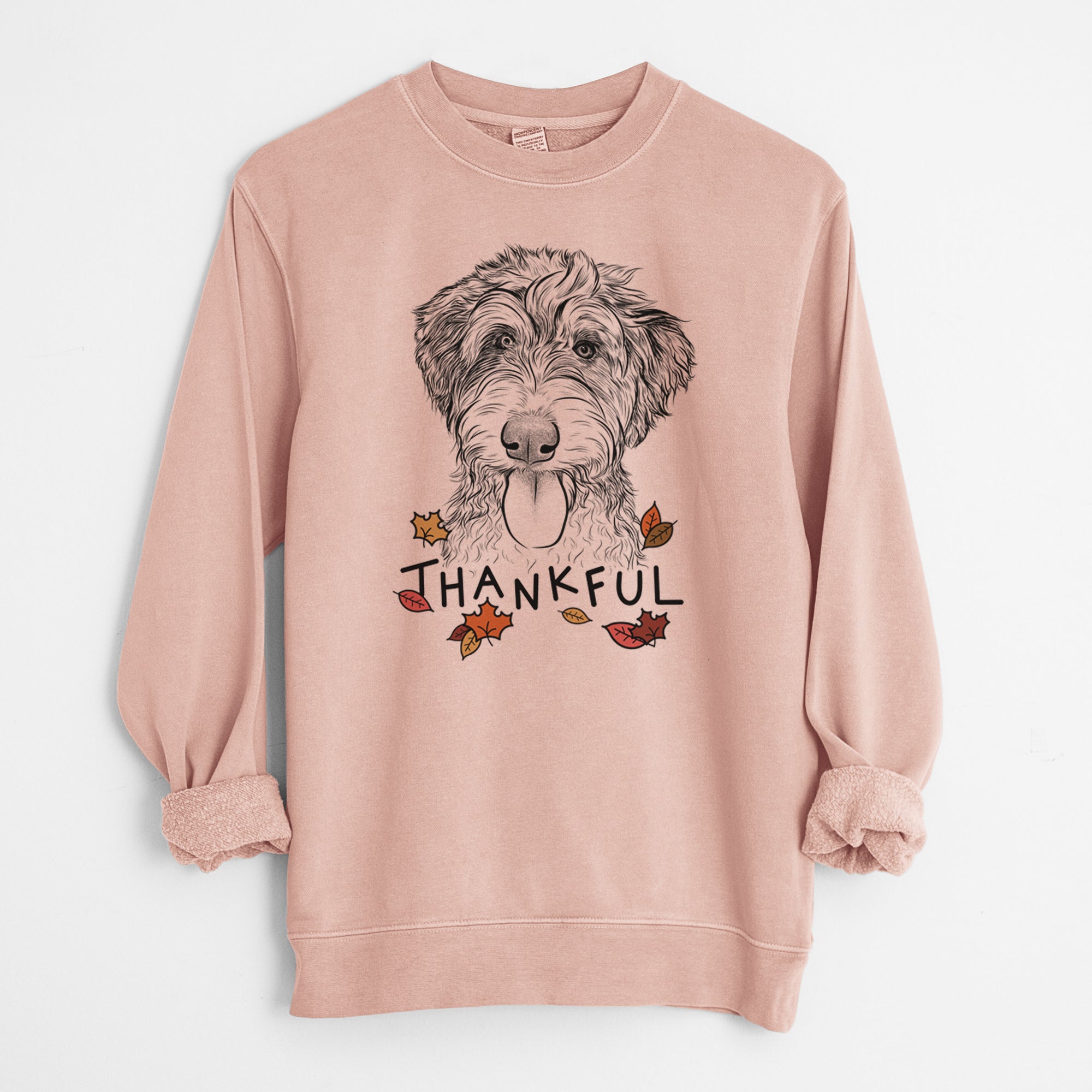 Thankful Myrtle Mae the Aussiedoodle - Unisex Pigment Dyed Crew Sweatshirt