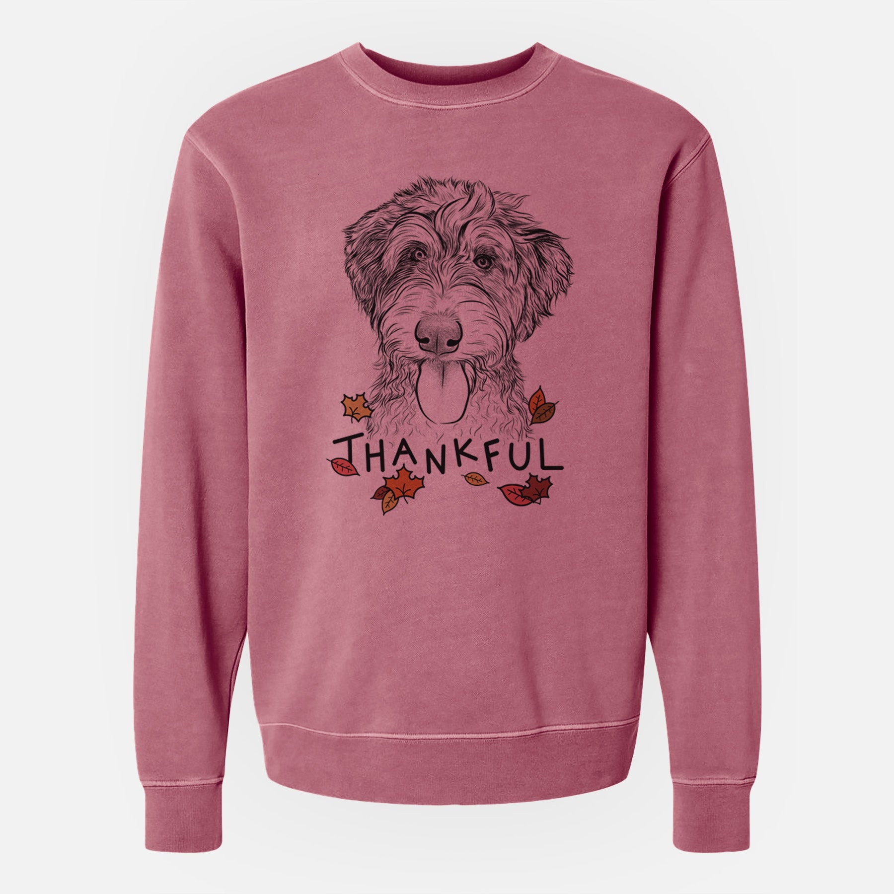 Thankful Myrtle Mae the Aussiedoodle - Unisex Pigment Dyed Crew Sweatshirt