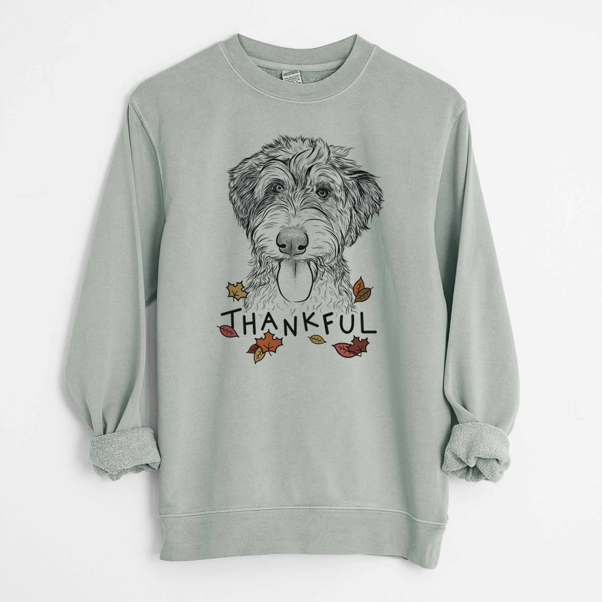 Thankful Myrtle Mae the Aussiedoodle - Unisex Pigment Dyed Crew Sweatshirt