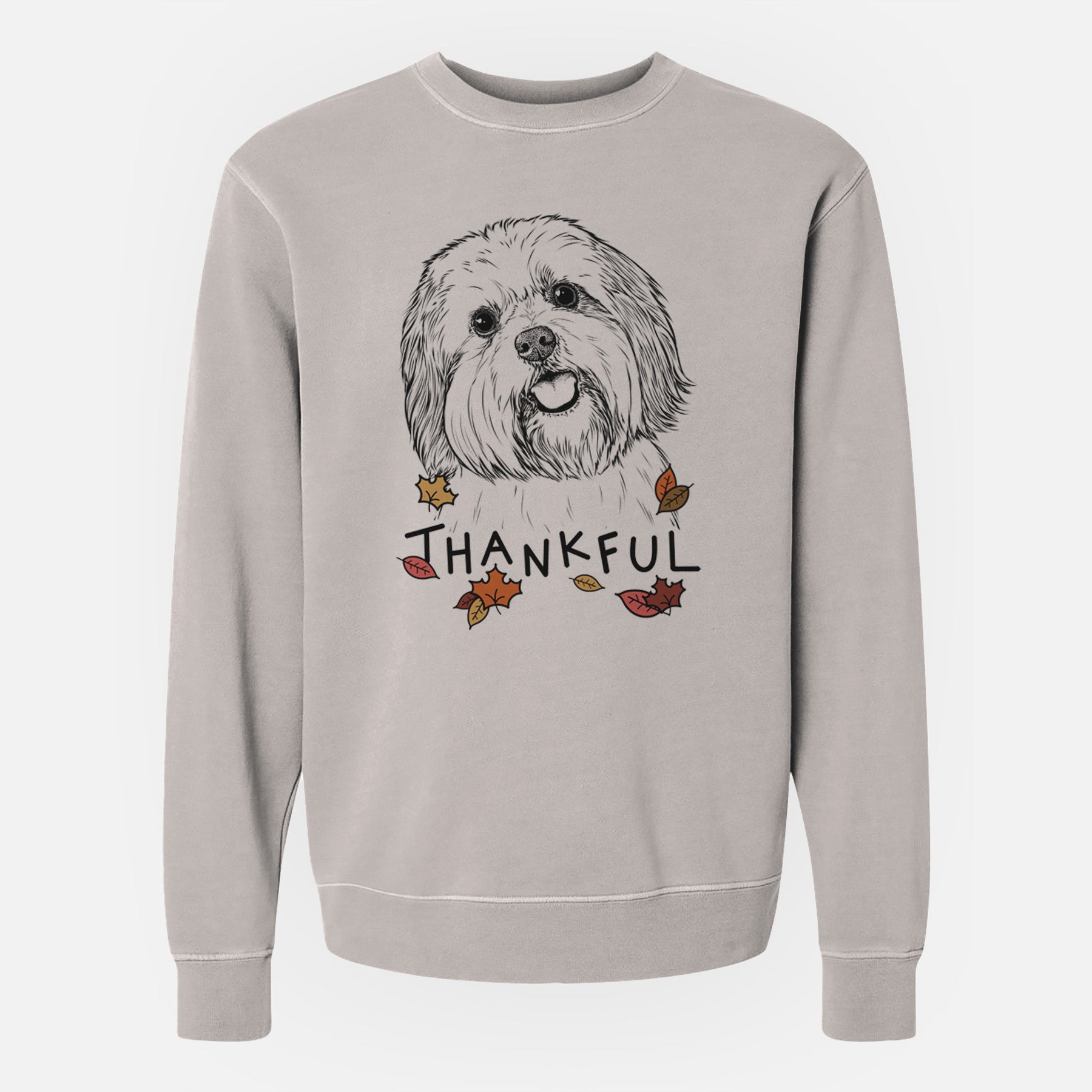 Thankful Nikka the Lowchen - Unisex Pigment Dyed Crew Sweatshirt